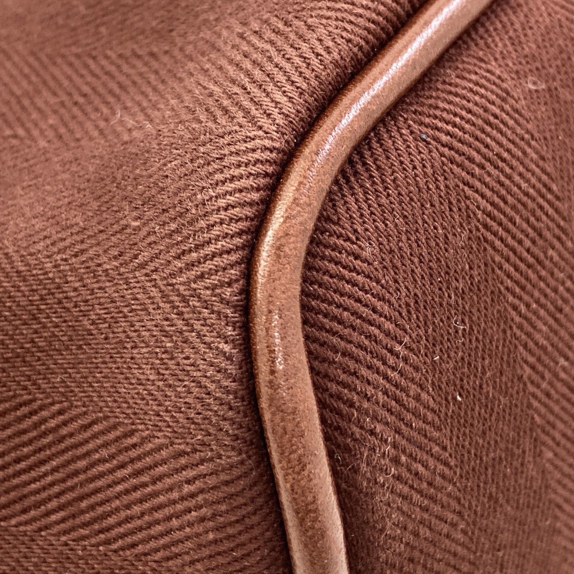 Hermes Dark Brown Canvas Handbag (Pre-Owned)