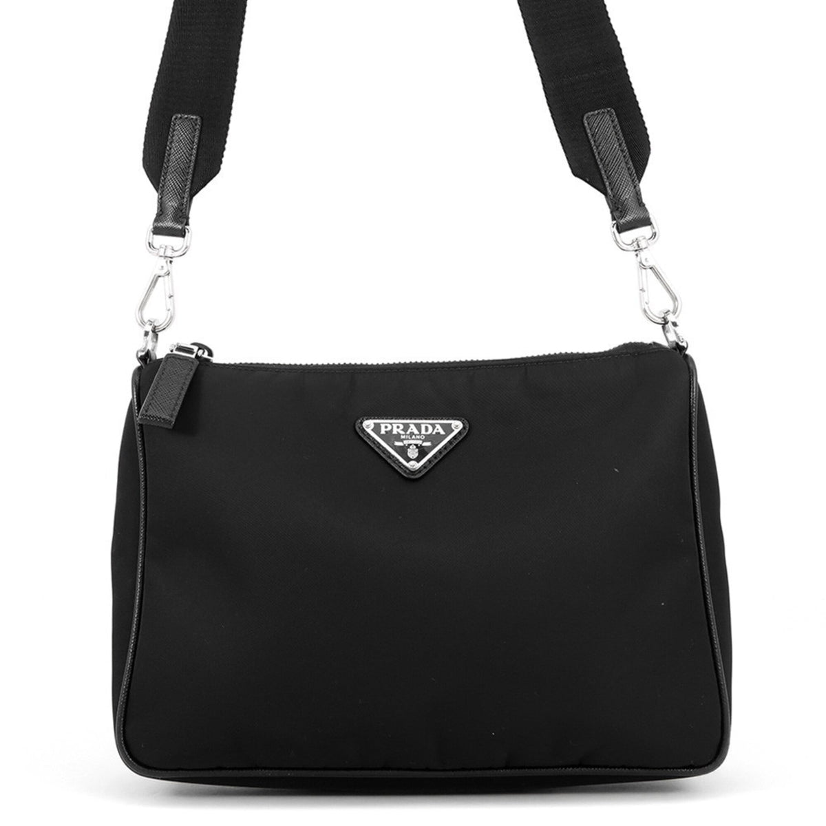 Prada Black Nylon Saffiano Handbag Shoulder Bag (Pre-Owned)
