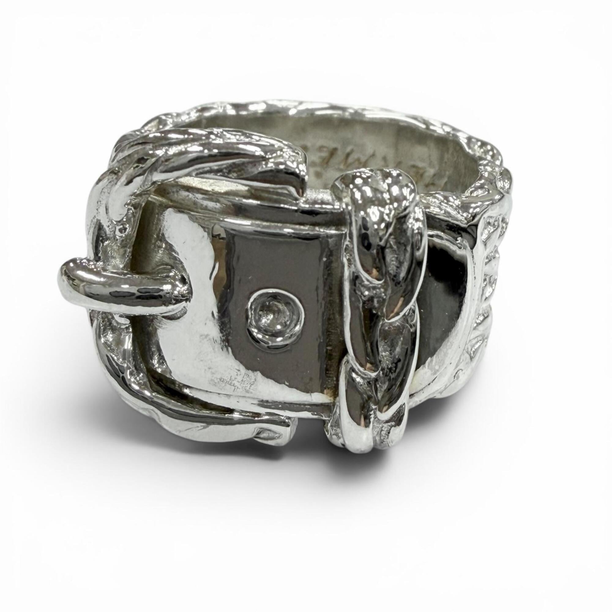 Hermes Silver Silver 925 Band Ring (Pre-Owned)