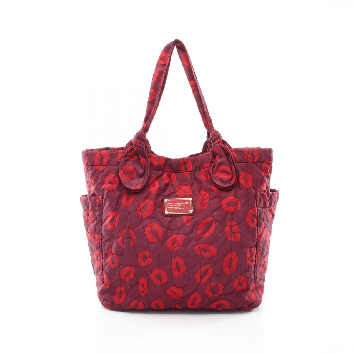 Marc By Marc Jacobs Bordeaux Red Color Nylon Handbag Tote Bag (Pre-Owned)