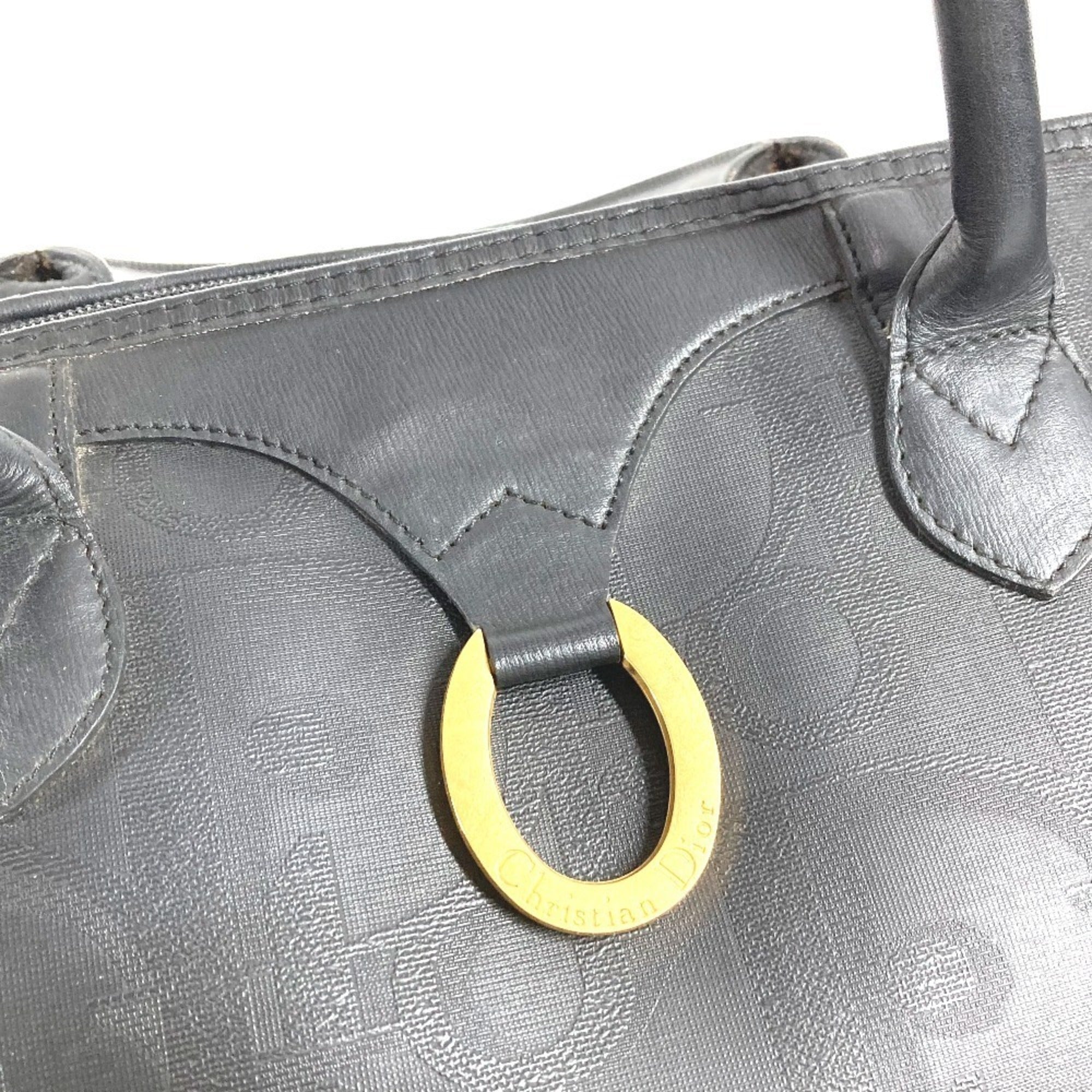Christian Dior Black Pvc Leather Boston Bag Handbag (Pre-Owned)