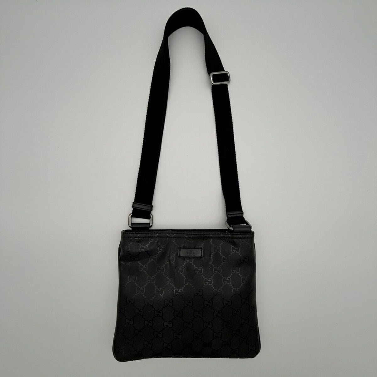 Gucci Black Pvc Coated Canvas Leather Shoulder Bag (Pre-Owned)