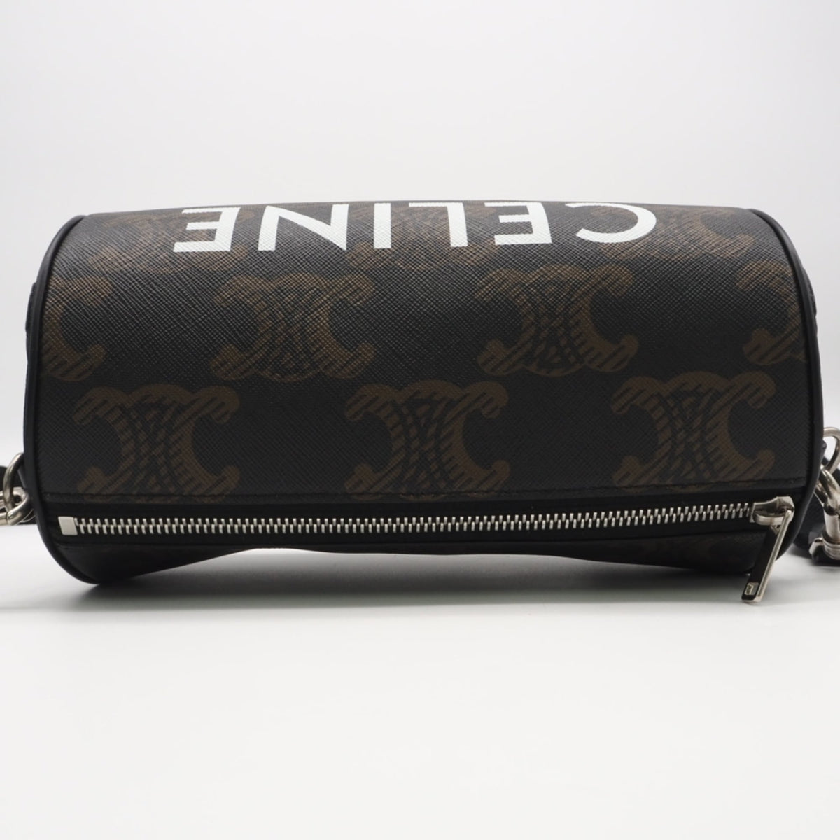 Celine Black Brown White Coated Canvas Leather Shoulder Bag (Pre-Owned)