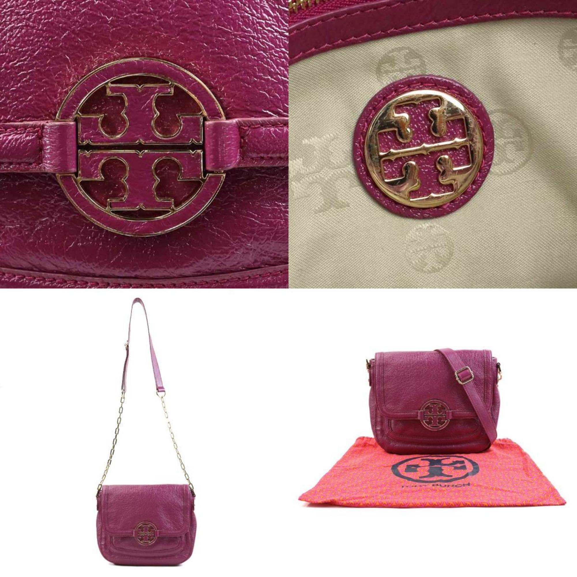 Tory Burch Pink Purple Leather Shoulder Bag (Pre-Owned)