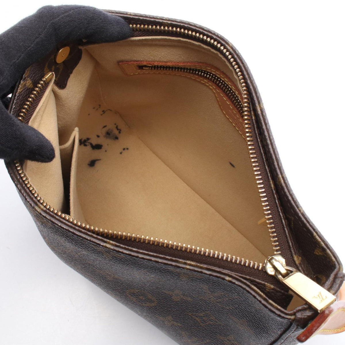 Louis Vuitton Brown Coated Canvas Leather Handbag Shoulder Bag (Pre-Owned)