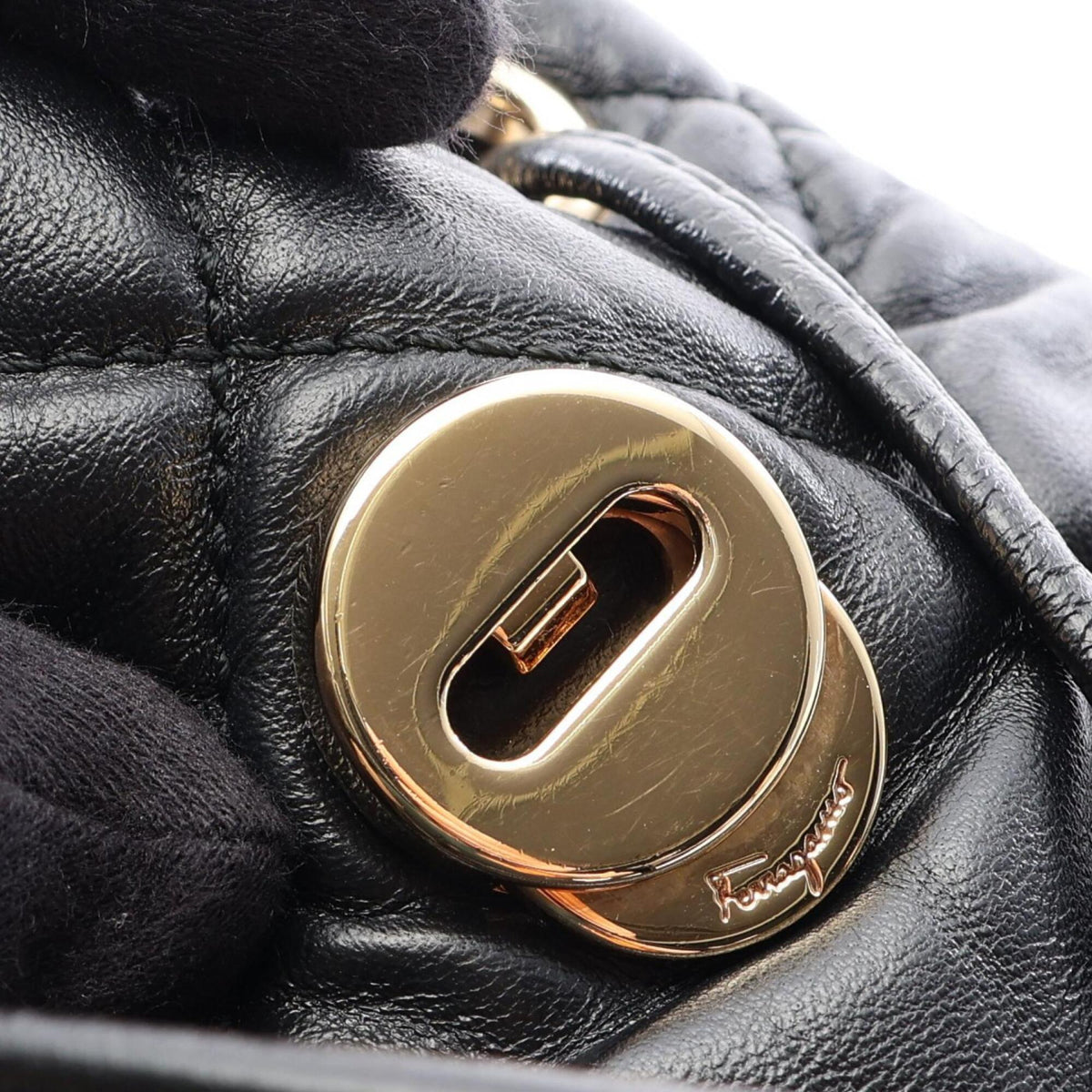 Salvatore Ferragamo Black Leather Backpack Handbag (Pre-Owned)