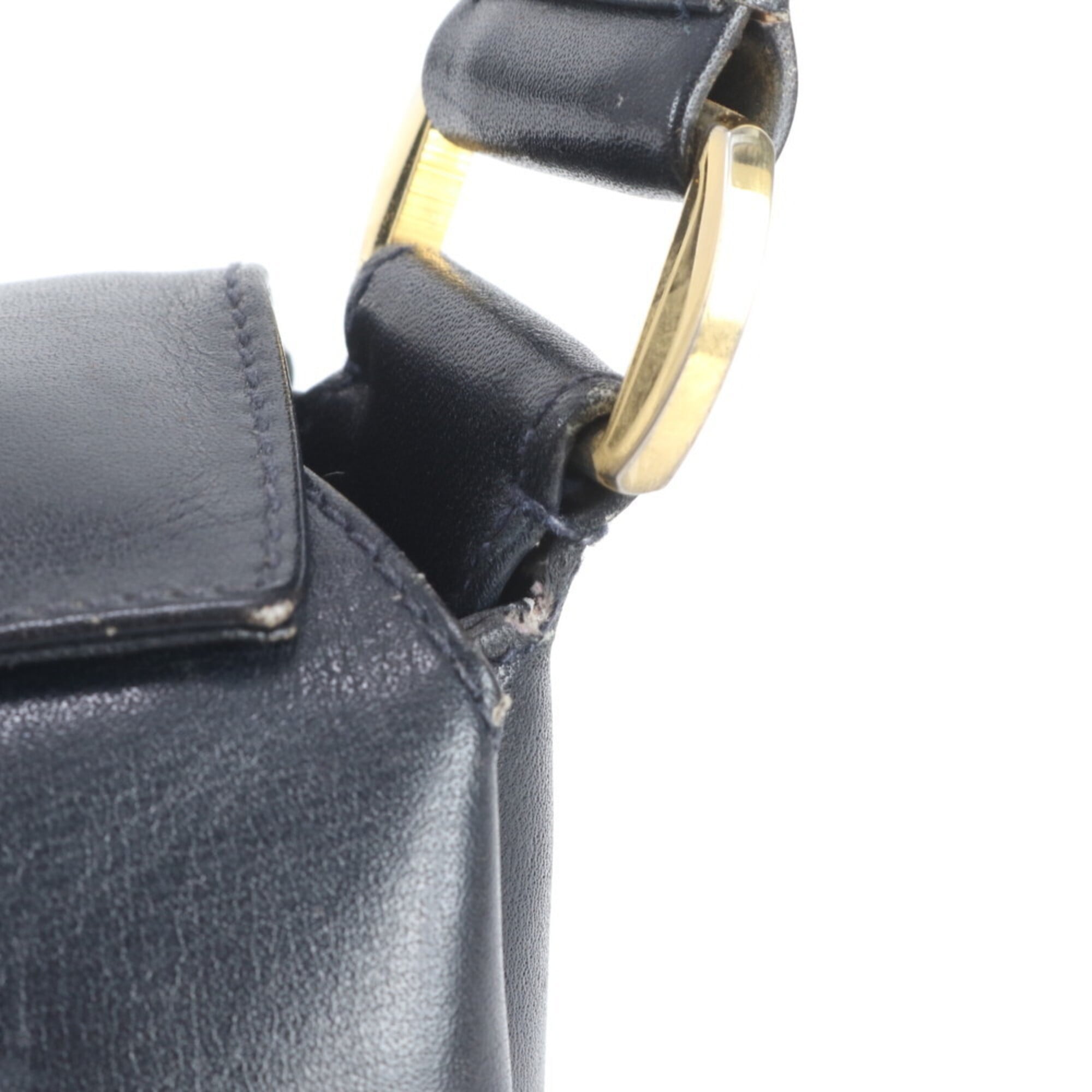Gucci Dark Navy Navy Leather Handbag Shoulder Bag (Pre-Owned)