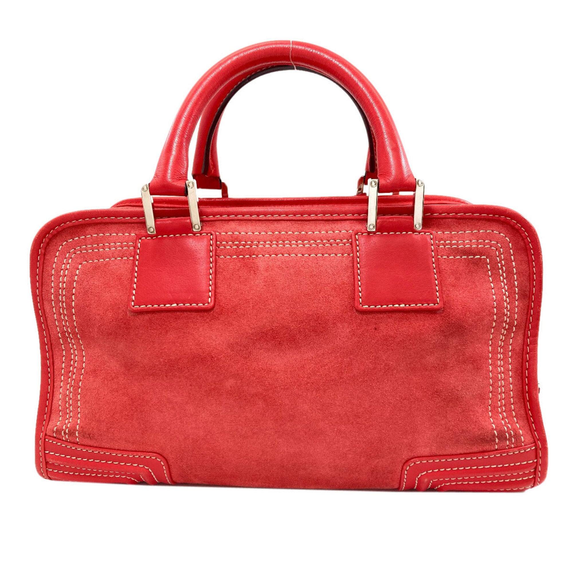 Loewe Red Color Suede Handbag (Pre-Owned)
