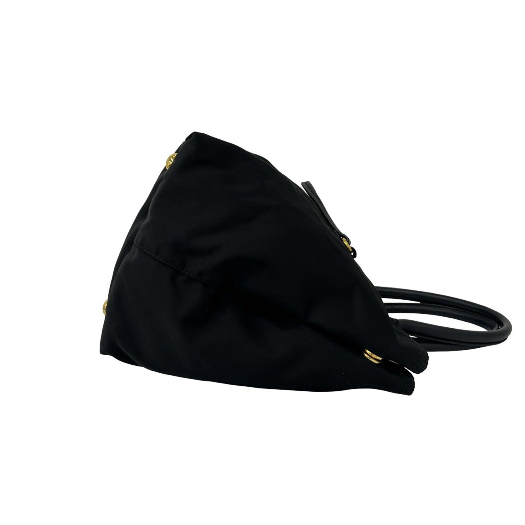 Prada Black Nylon Leather Handbag Shoulder Bag Tote Bag (Pre-Owned)