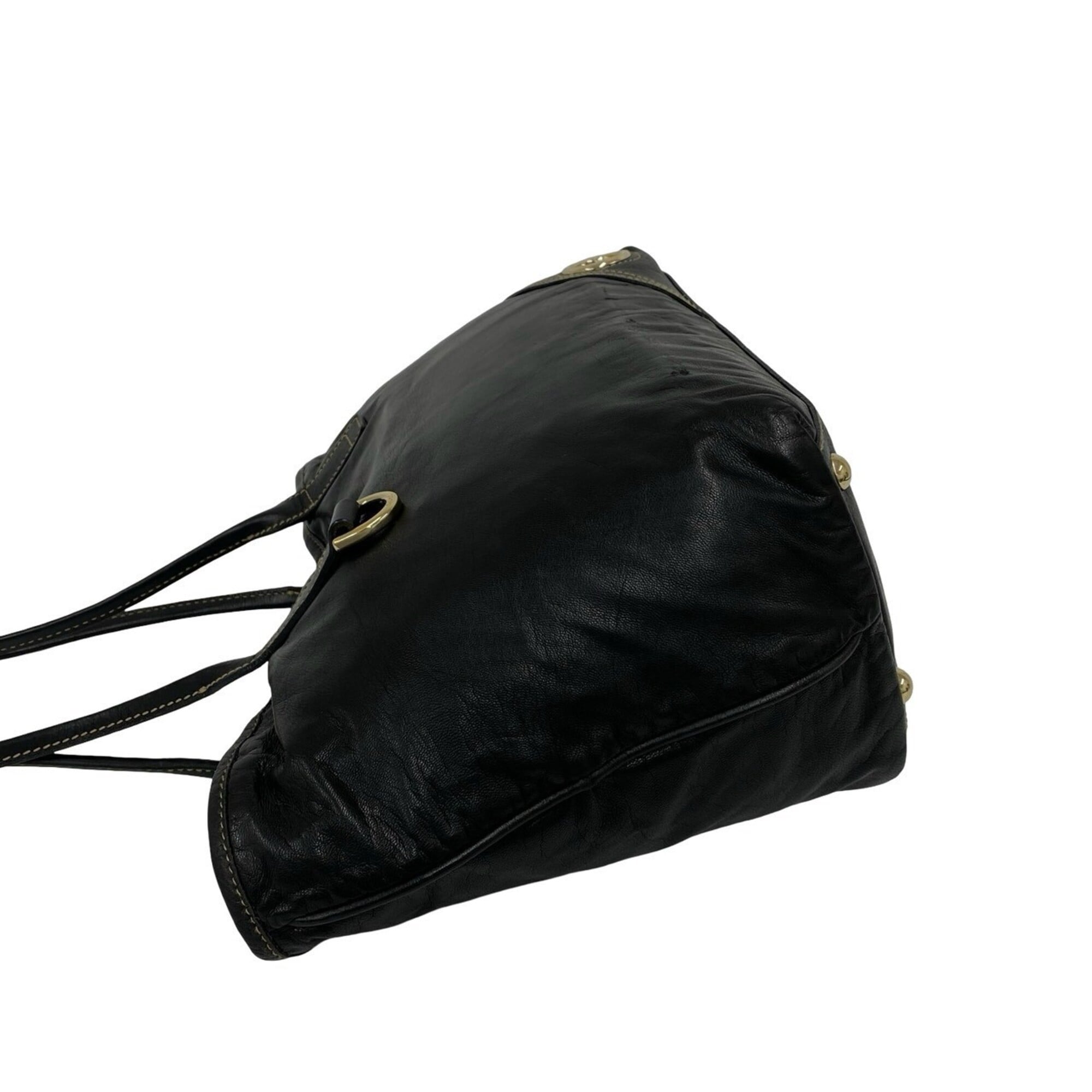 Gucci Black Leather Shoulder Bag Tote Bag (Pre-Owned)