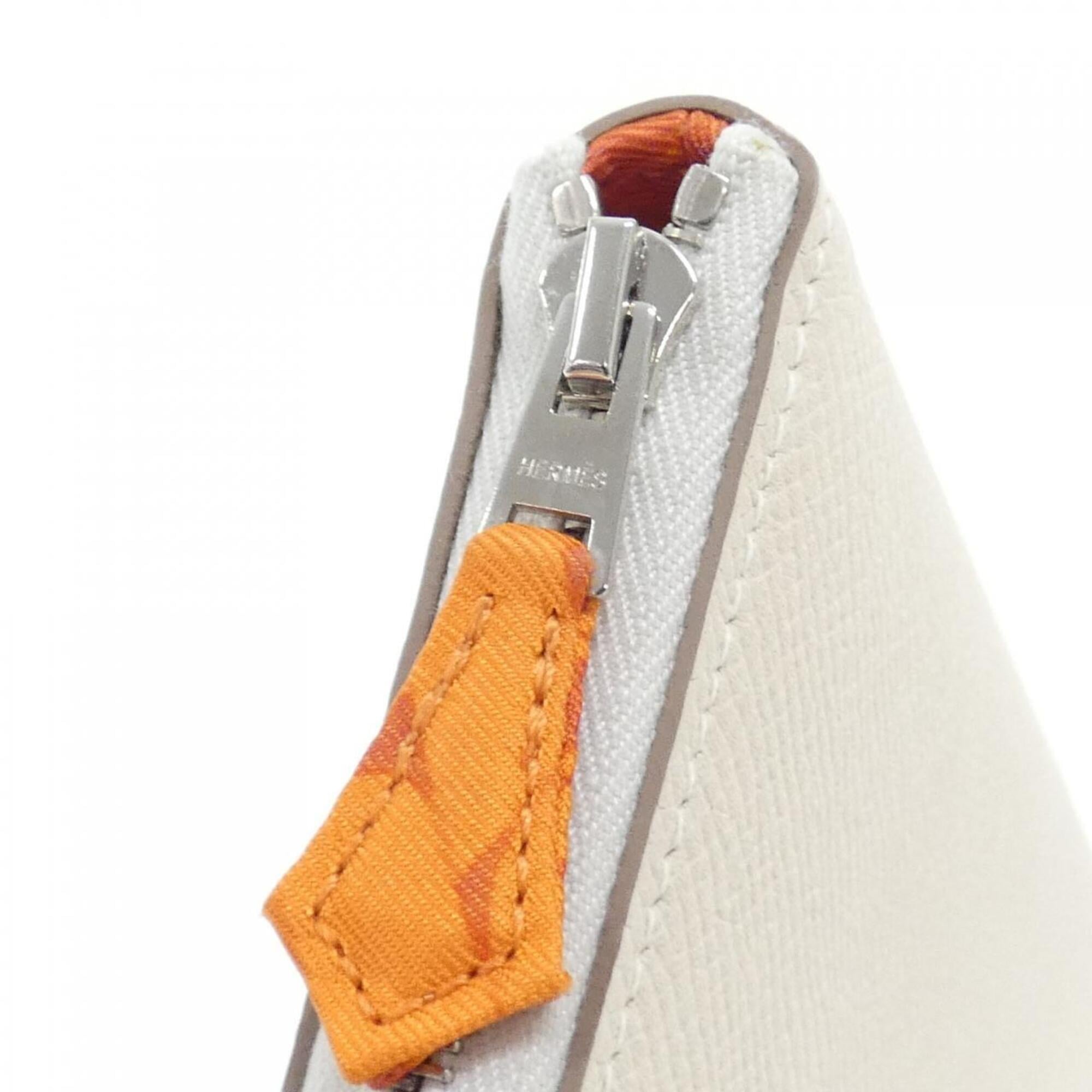 Hermes Orange Epsom Leather Silk Long Wallet (Bi-Fold) (Pre-Owned)