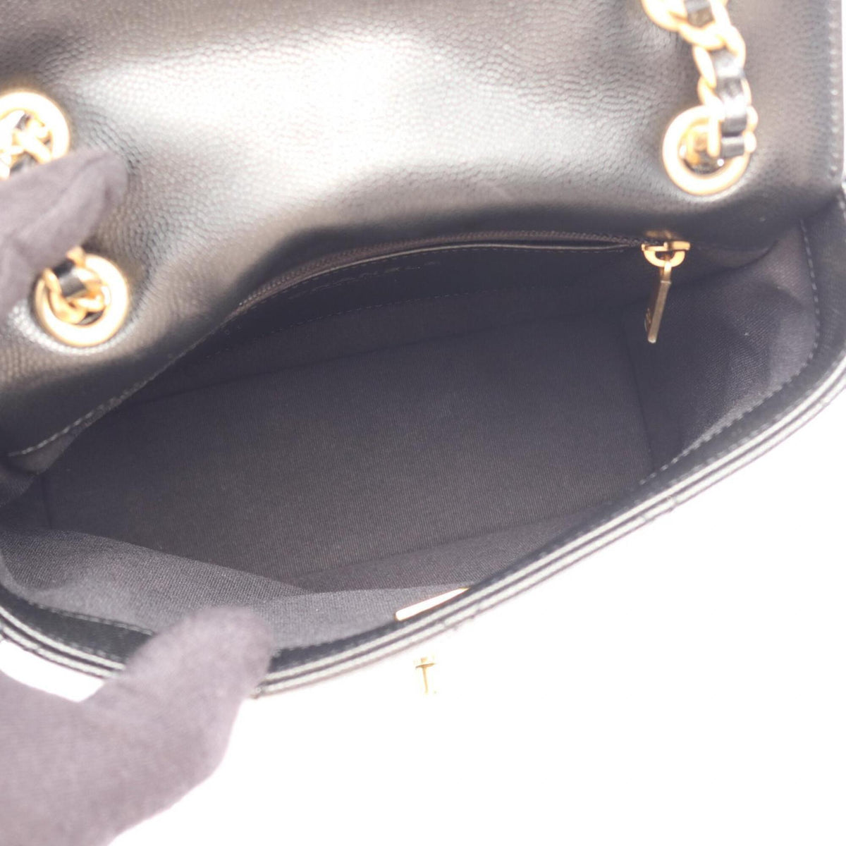 Chanel Black Grained Calfskin Backpack Handbag (Pre-Owned)
