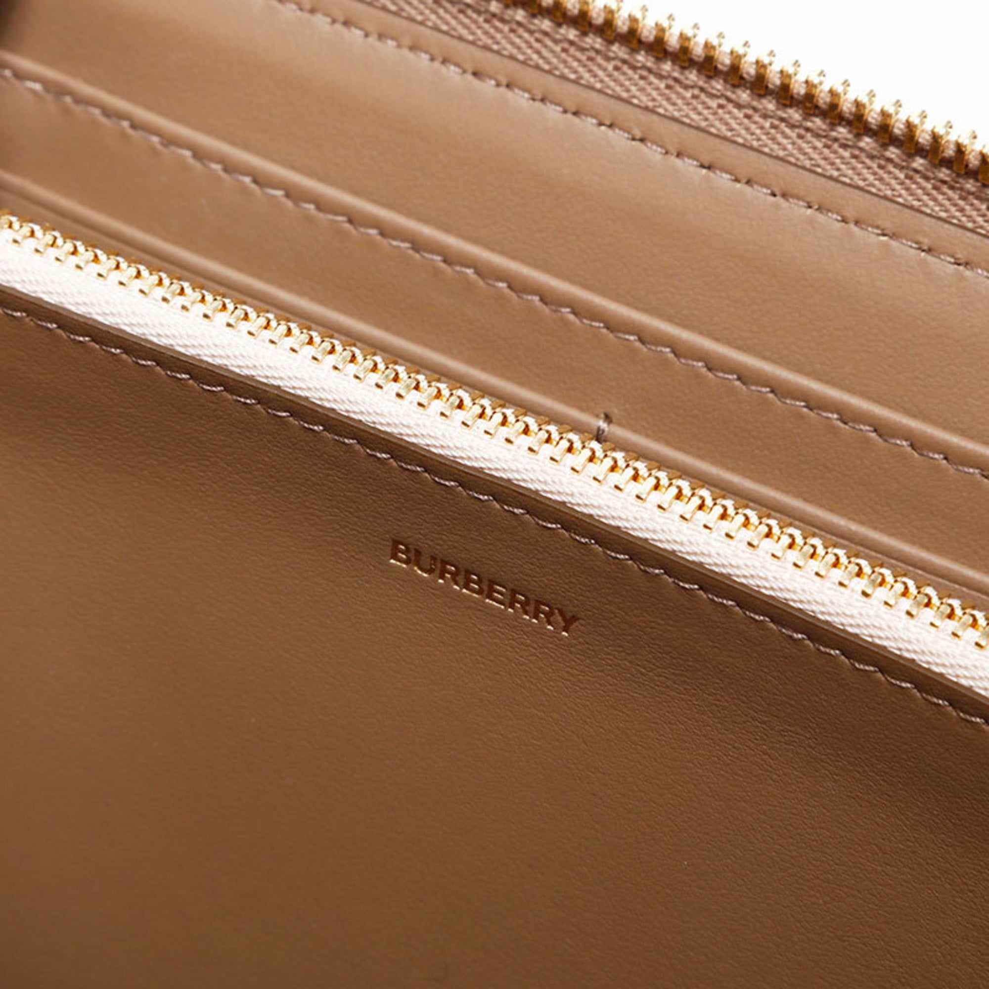 Burberry Beige Canvas Leather Long Wallet (Bi-Fold) (Pre-Owned)