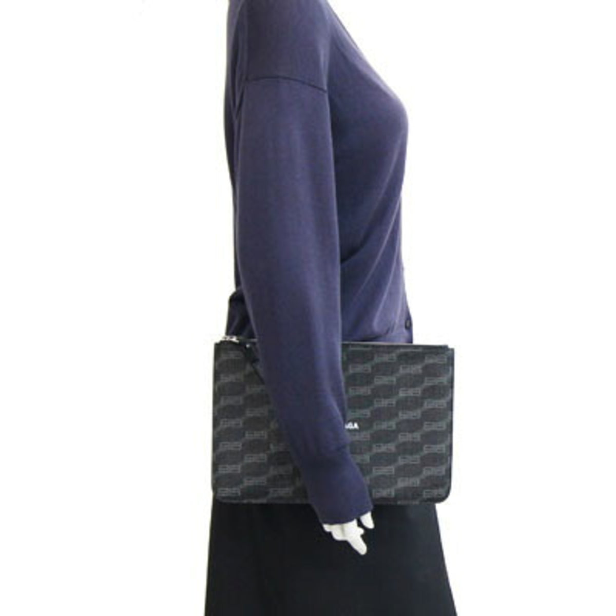 Balenciaga Black Coated Canvas Clutch Bag Pouch (Pre-Owned)