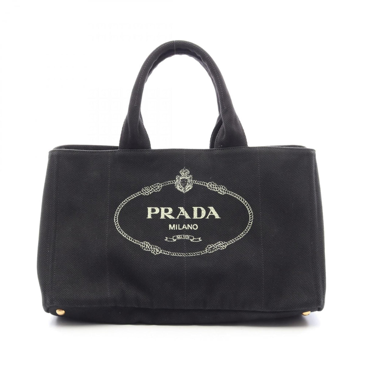 Prada Canapa Black Canvas Handbag Tote Bag (Pre-Owned)