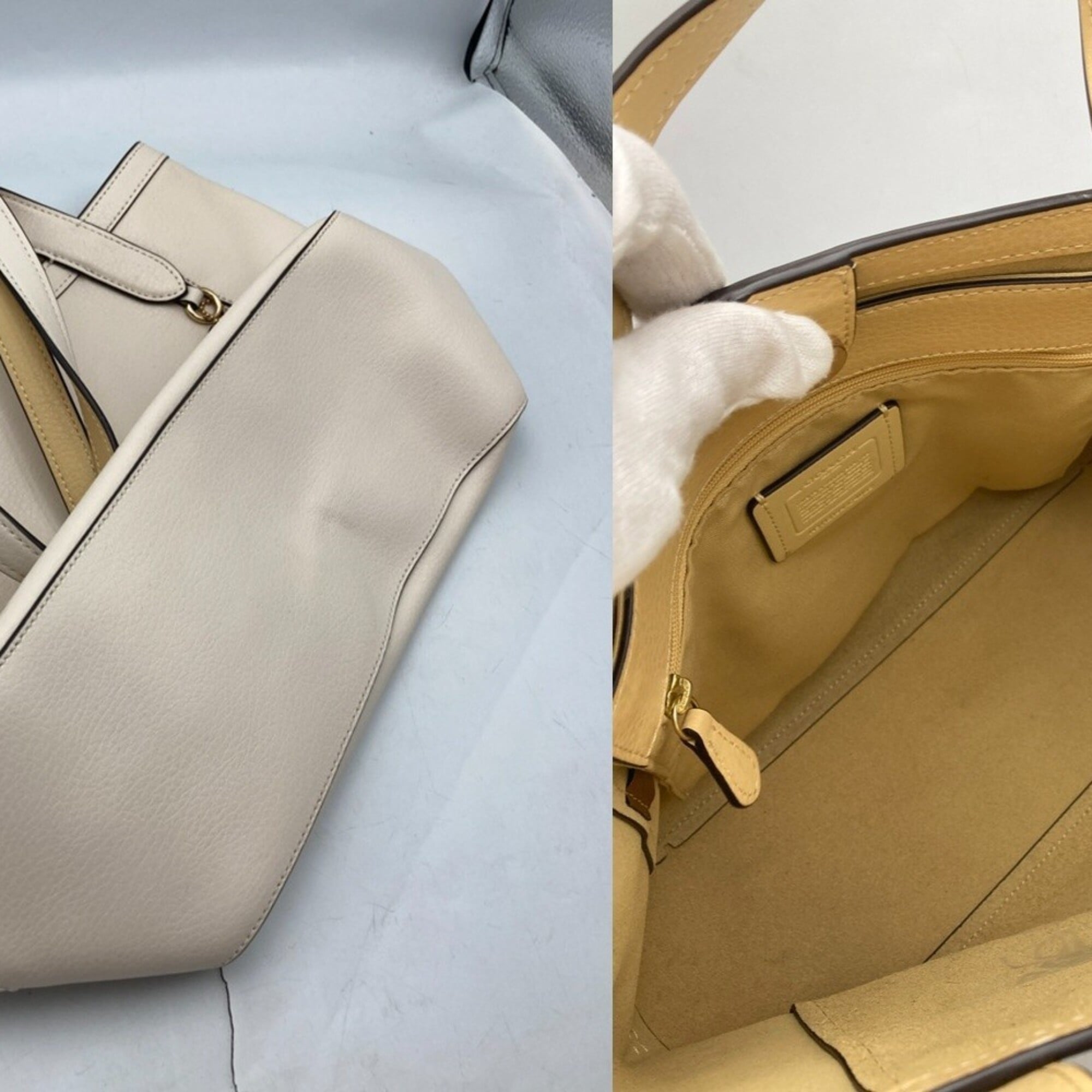 Coach Off-White Leather Tote Bag (Pre-Owned)