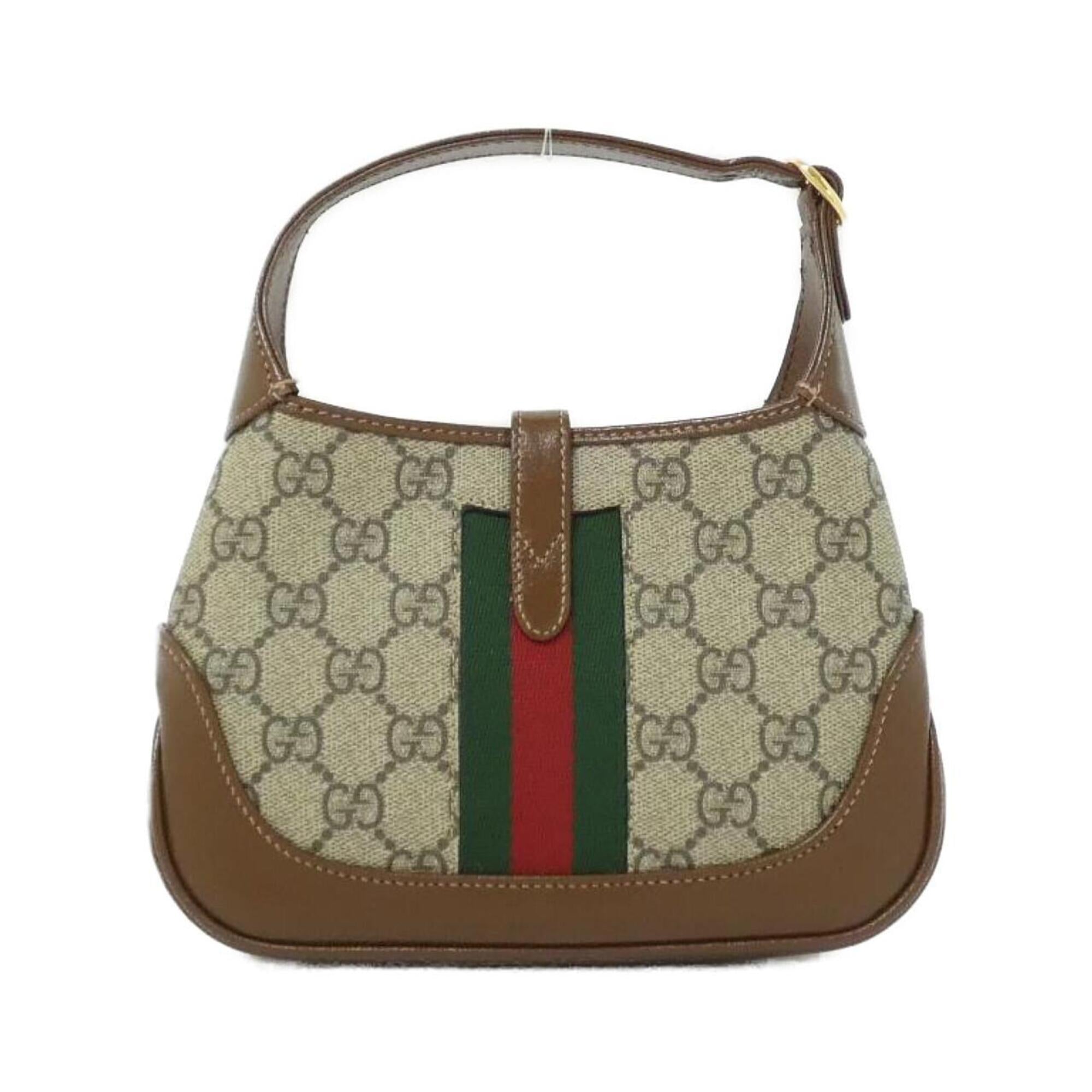 Gucci Beige Brown Gg Supreme Canvas Leather Handbag (Pre-Owned)
