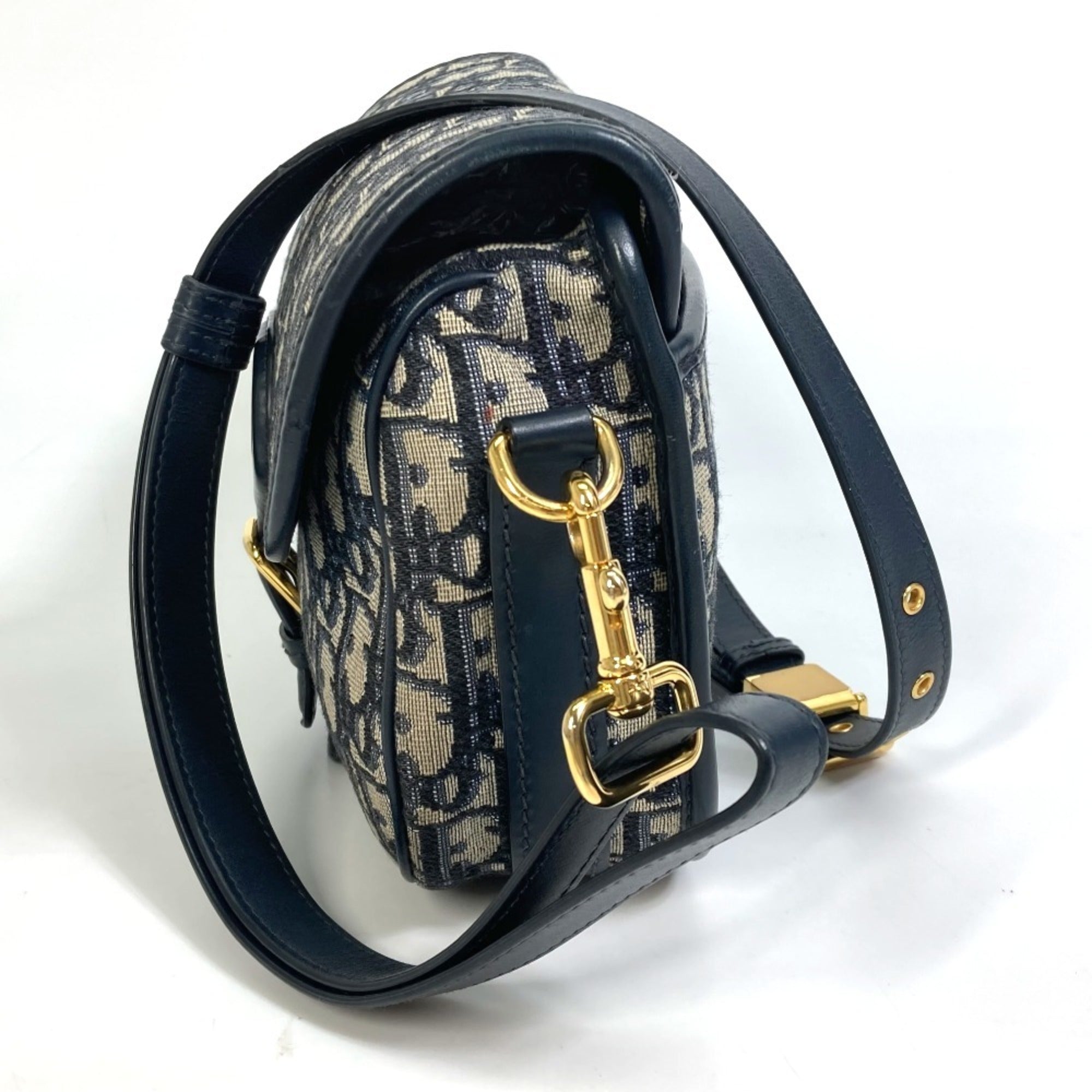 Christian Dior Navy Canvas Leather Pochette Shoulder Bag (Pre-Owned)