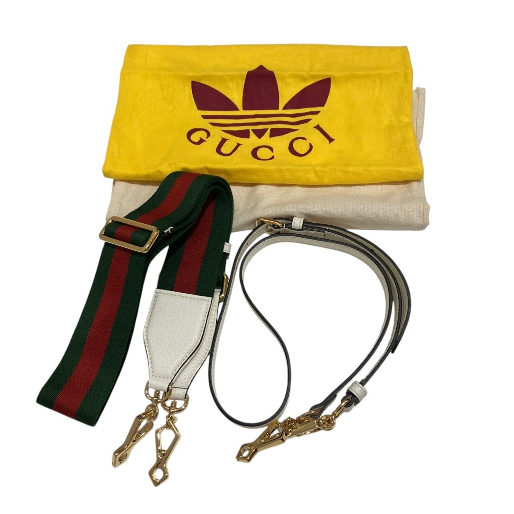 Gucci Horsebit White Leather Canvas Handbag (Pre-Owned)
