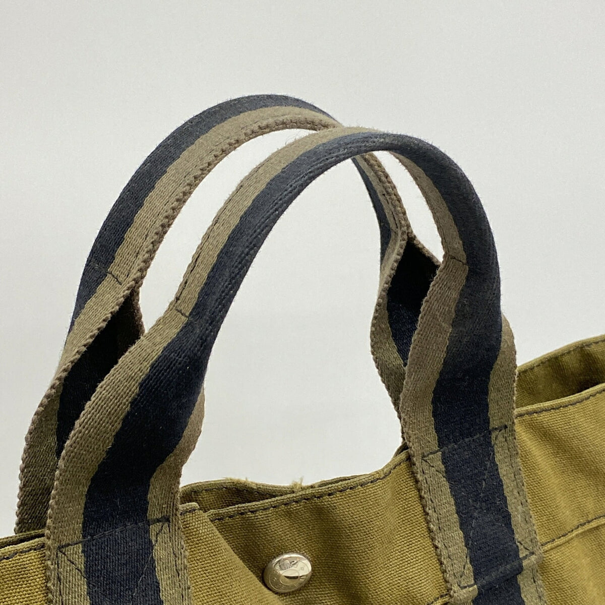 Hermes Black Khaki Canvas Tote Bag (Pre-Owned)
