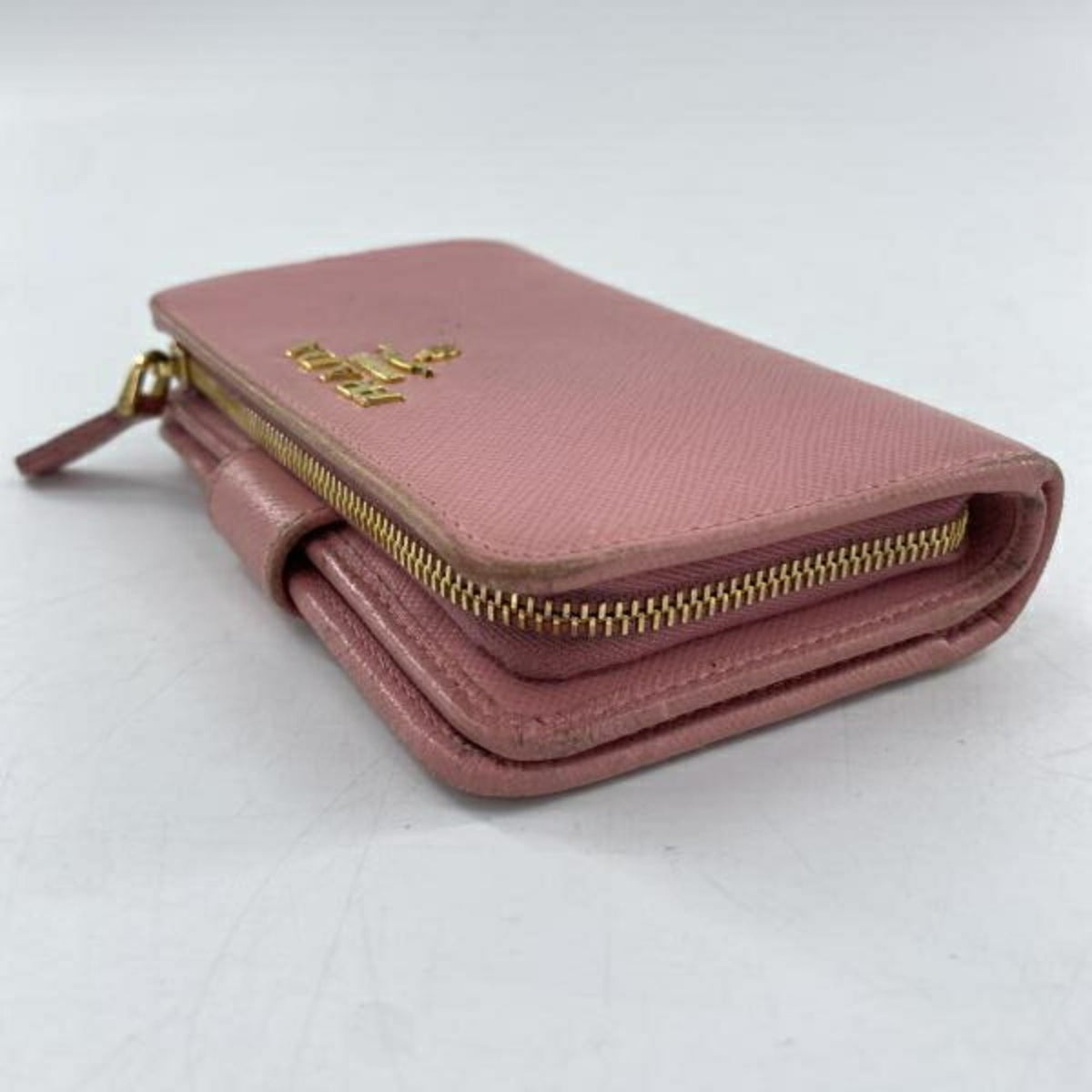 Prada Pink Saffiano Triangle Wallet (Bi-Fold) (Pre-Owned)
