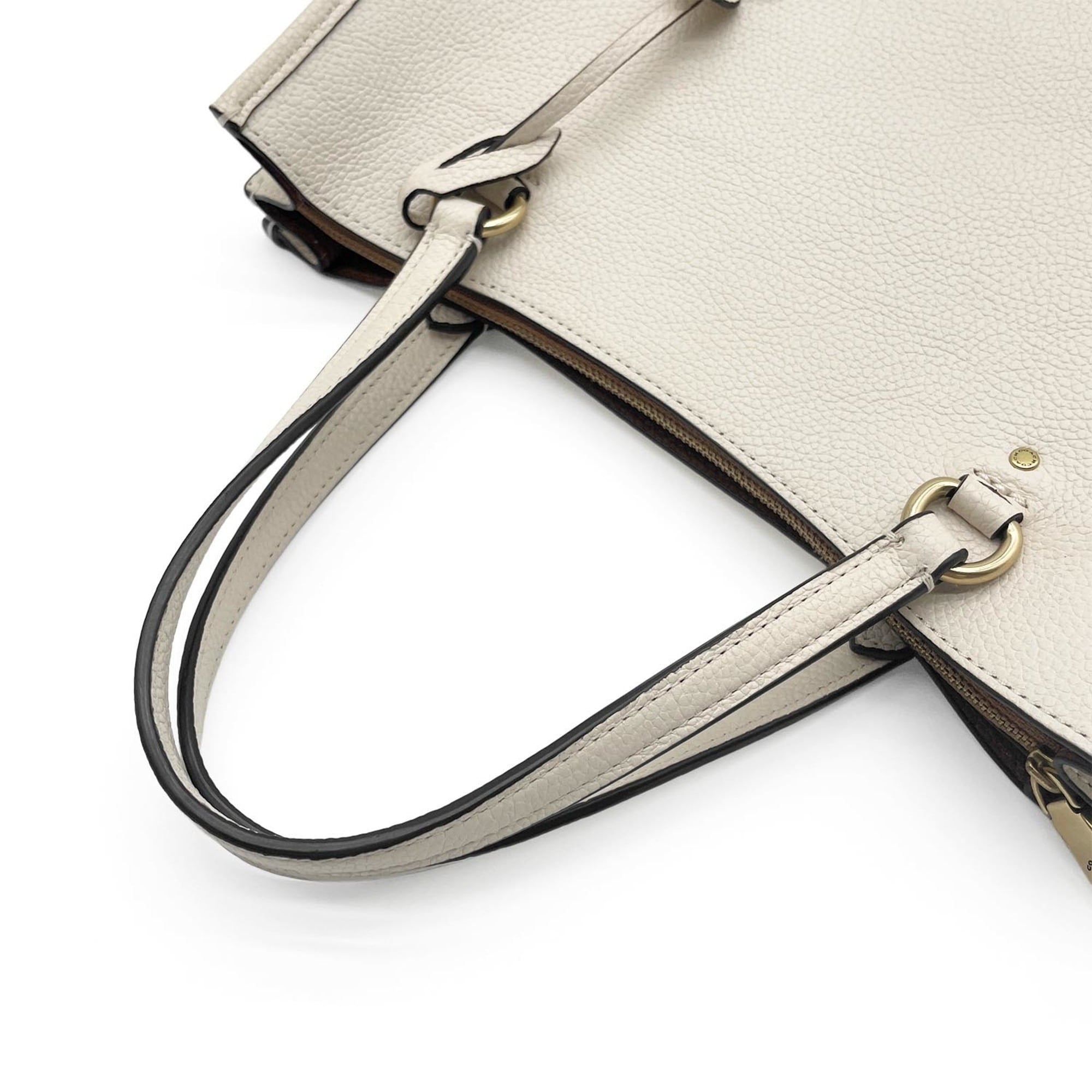 Coach Beige Gold Leather Shoulder Bag Tote Bag (Pre-Owned)
