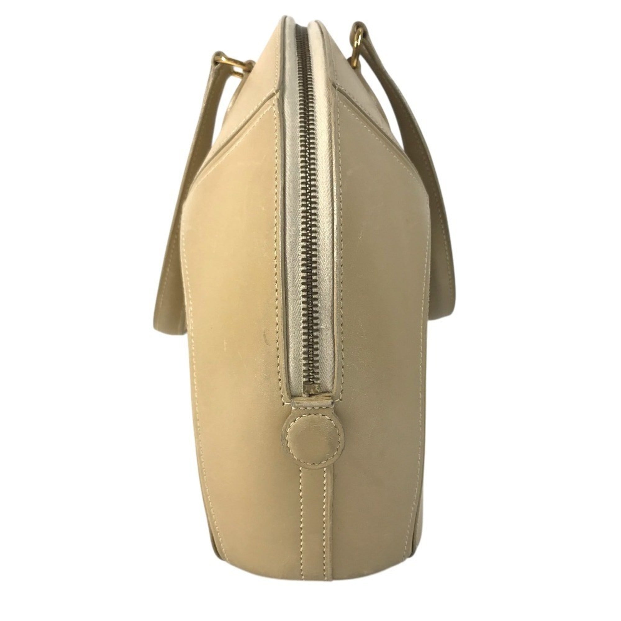 Hermes Beige Leather Handbag Tote Bag (Pre-Owned)