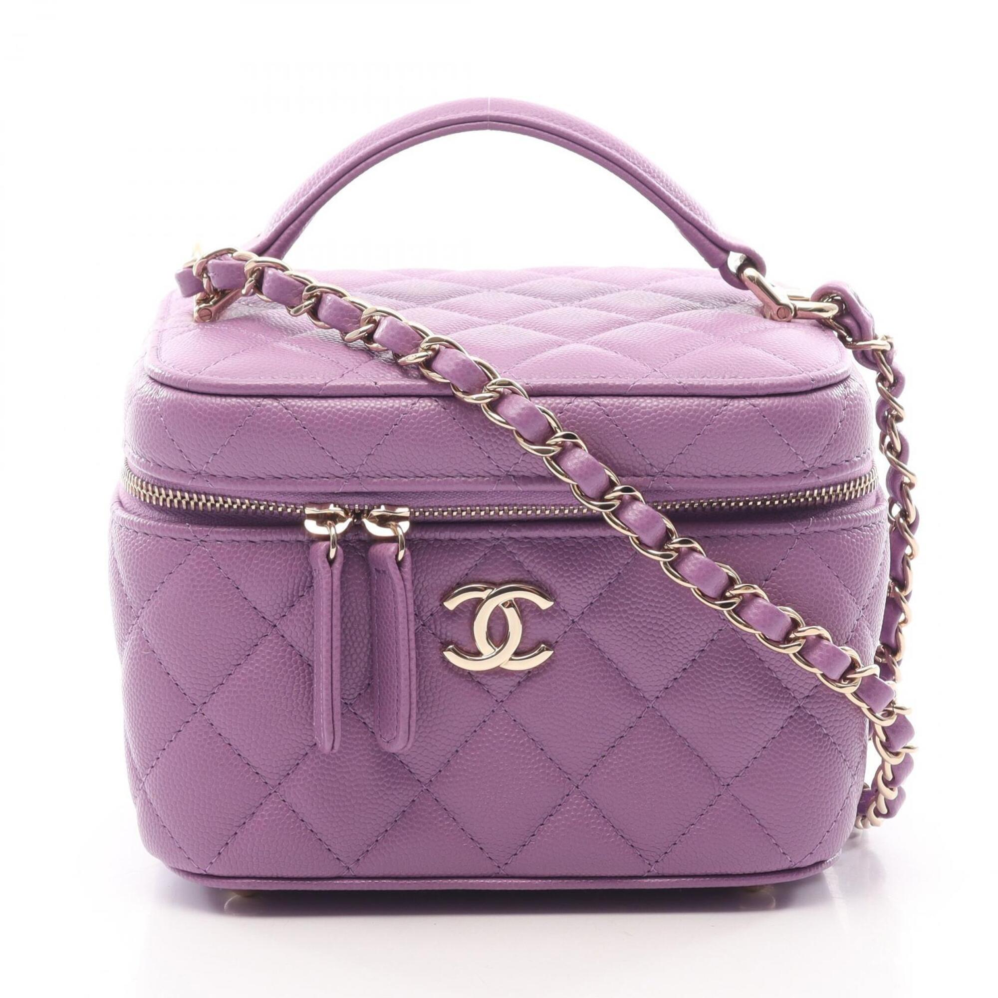 Chanel Purple Grained Calfskin Handbag Vanity Bag (Pre-Owned)