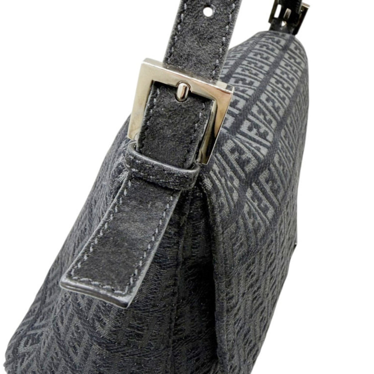 Fendi Black Canvas Suede Leather Handbag (Pre-Owned)