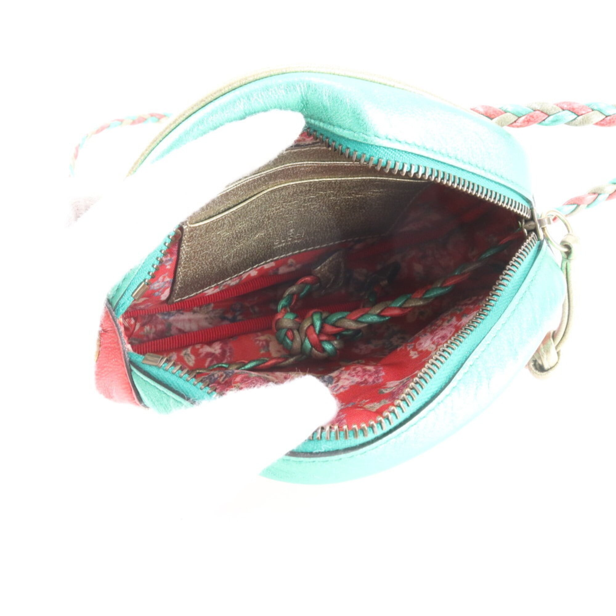 Gucci Green Red Color Leather Shoulder Bag (Pre-Owned)