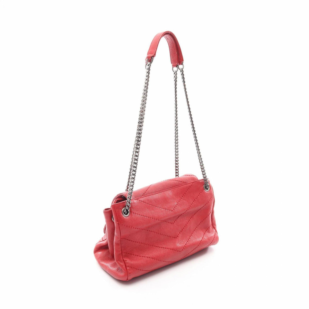 Yves Saint Laurent Red Color Leather Handbag Shoulder Bag (Pre-Owned)