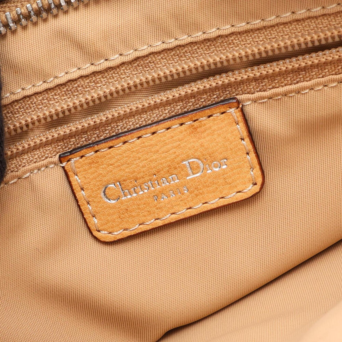 Christian Dior Beige Canvas Leather Handbag Shoulder Bag (Pre-Owned)