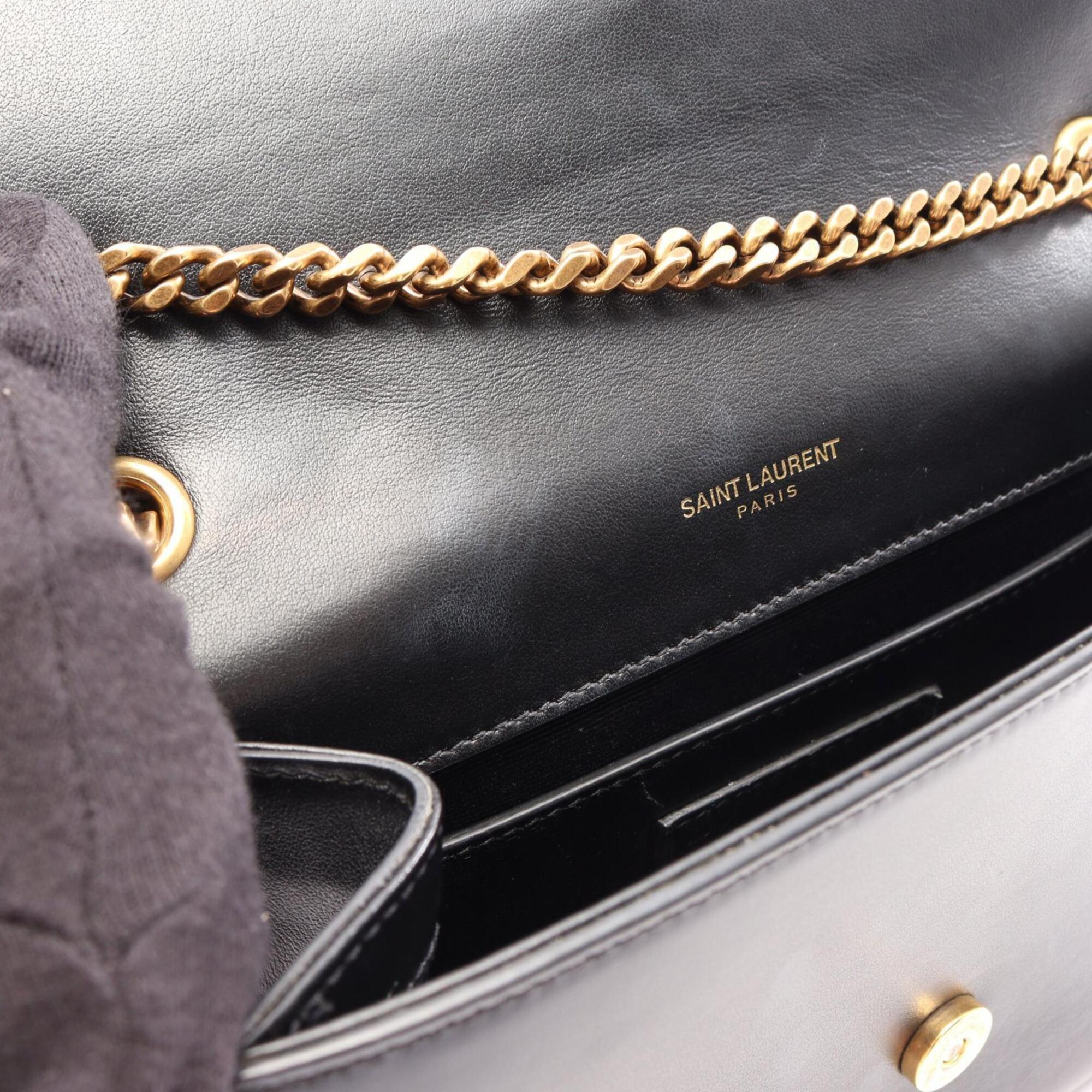 Yves Saint Laurent Black Leather Handbag Shoulder Bag (Pre-Owned)