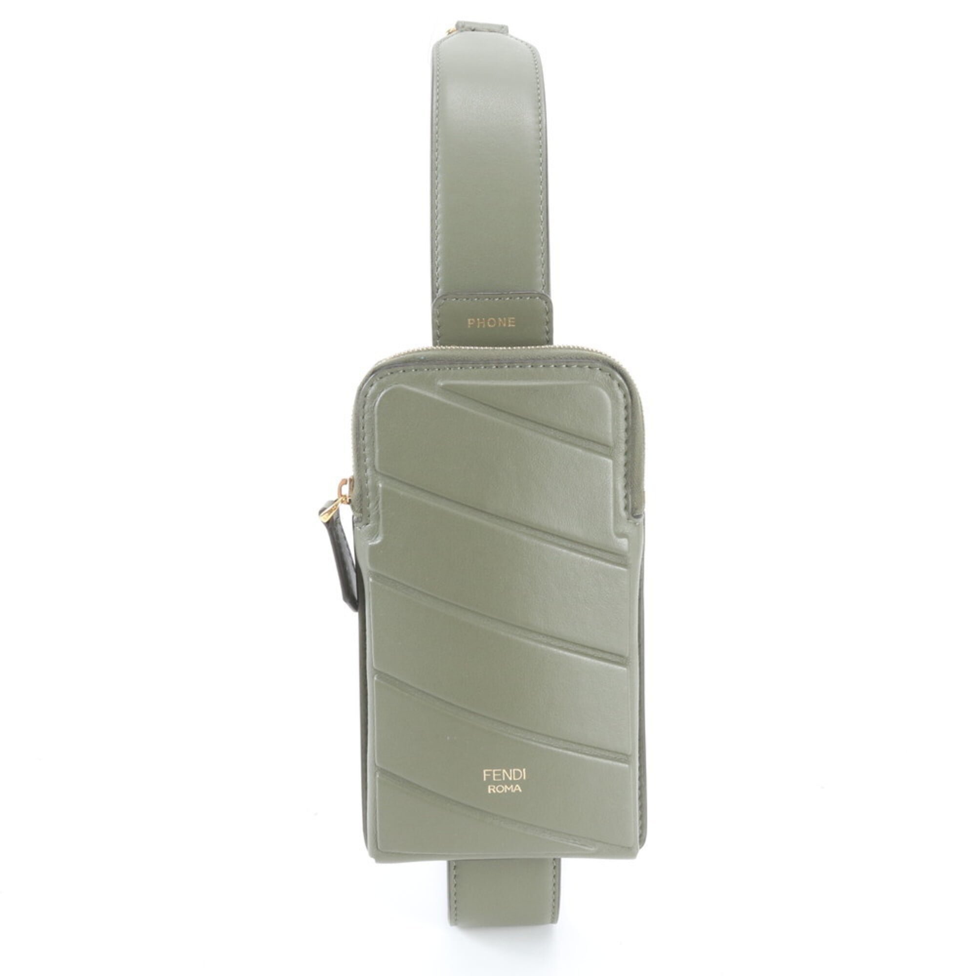 Fendi Green Khaki Leather Handbag Sling Bag (Pre-Owned)
