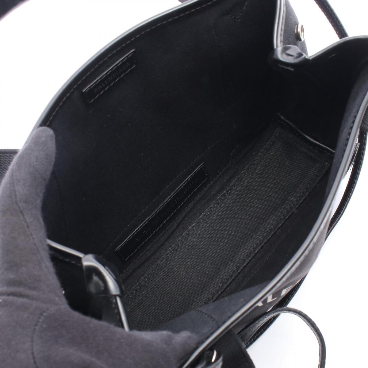Balenciaga Black Canvas Leather Handbag Pouch (Pre-Owned)