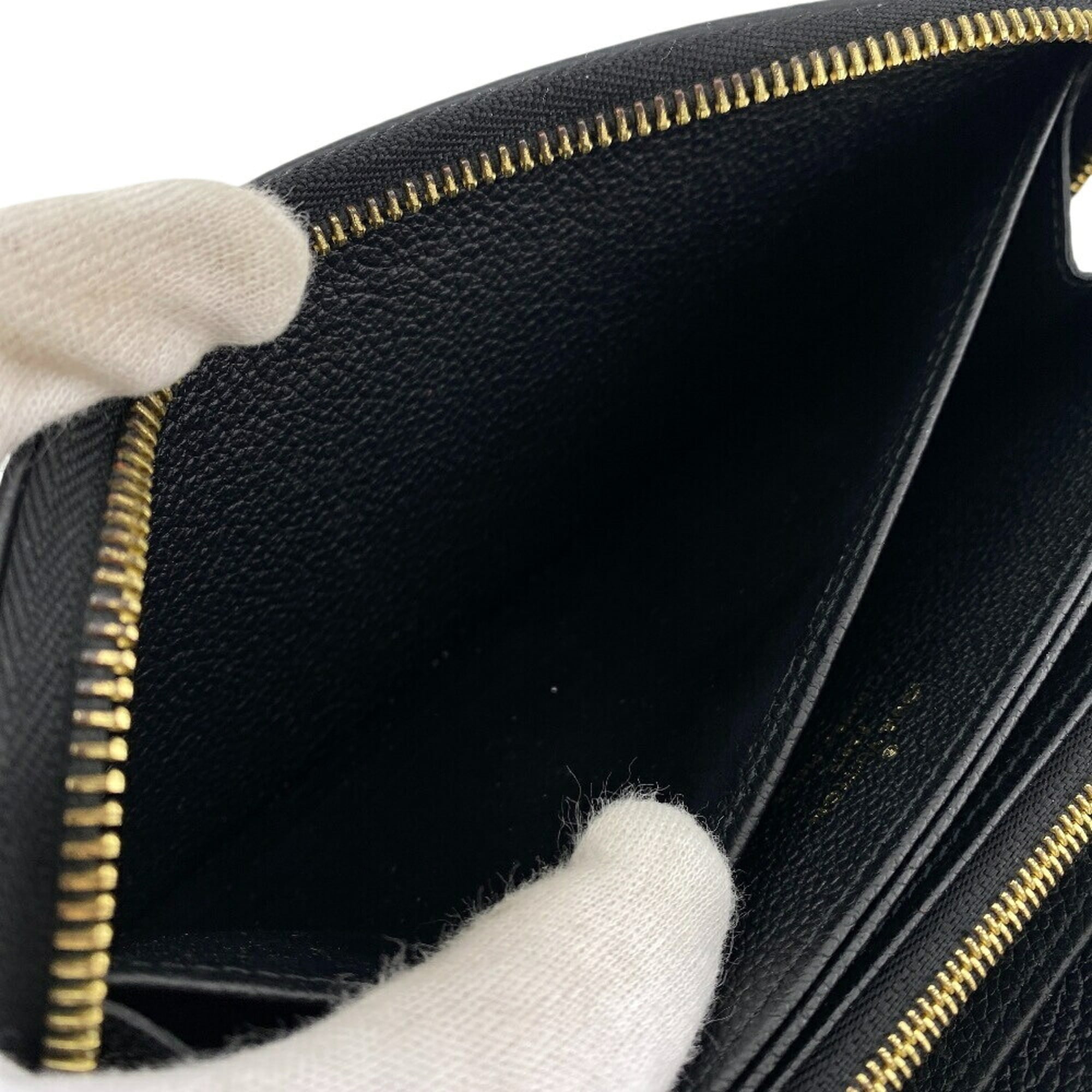 Louis Vuitton Beige Black Leather Long Wallet (Bi-Fold) (Pre-Owned)
