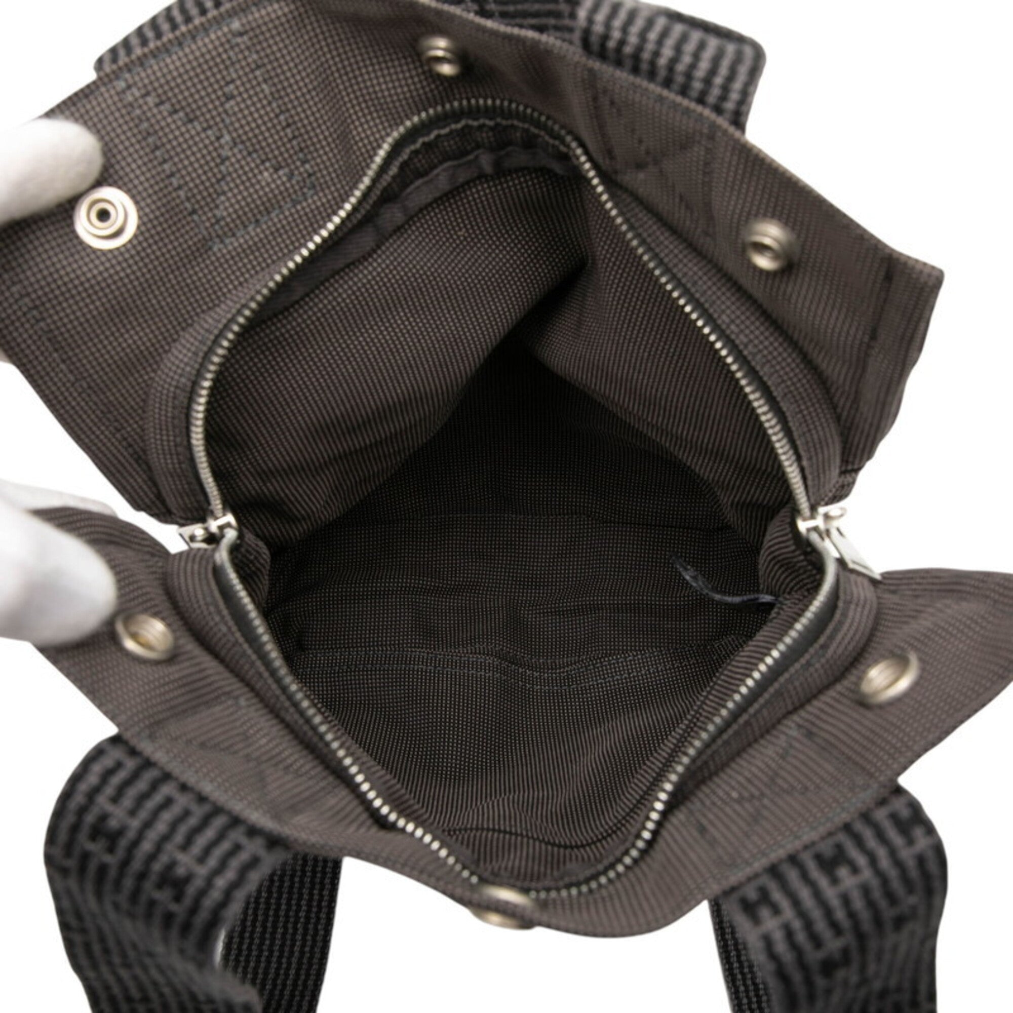 Hermes Her Line Black Gray Canvas Backpack (Pre-Owned)