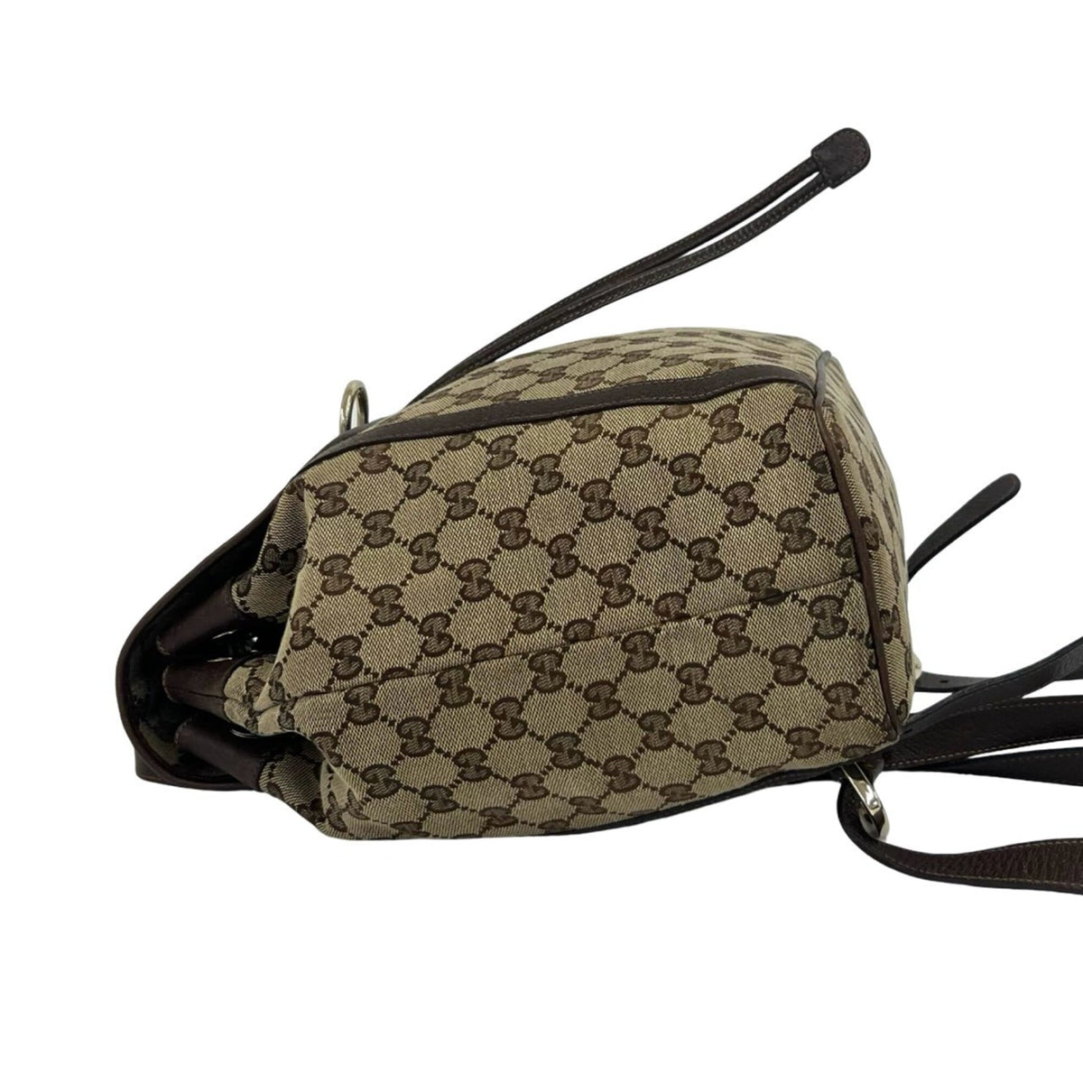 Gucci Brown Canvas Leather Backpack (Pre-Owned)