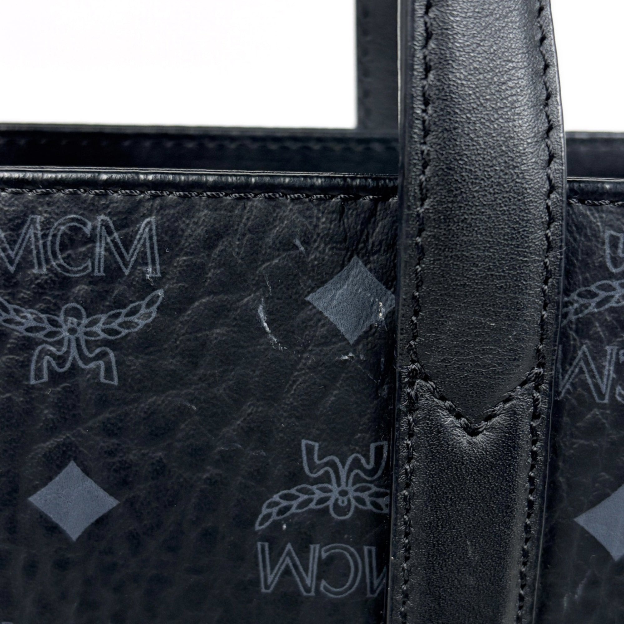 Mcm Visetos Black Leather Tote Bag (Pre-Owned)