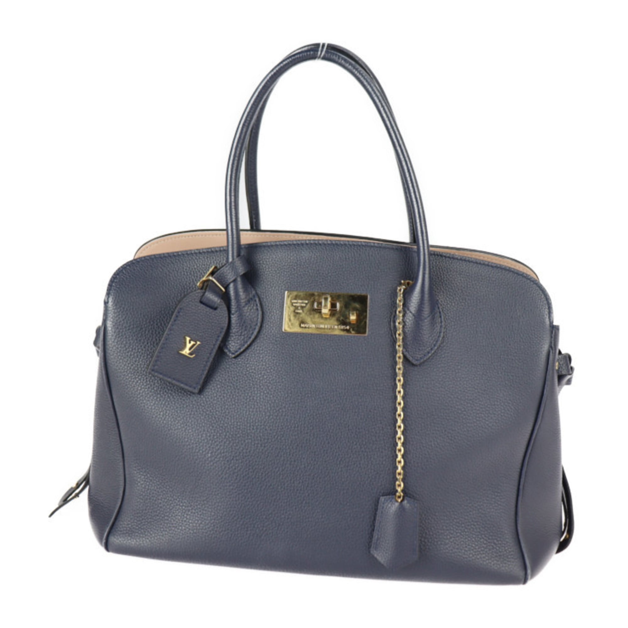Louis Vuitton Navy Blue Leather Handbag Shoulder Bag (Pre-Owned)
