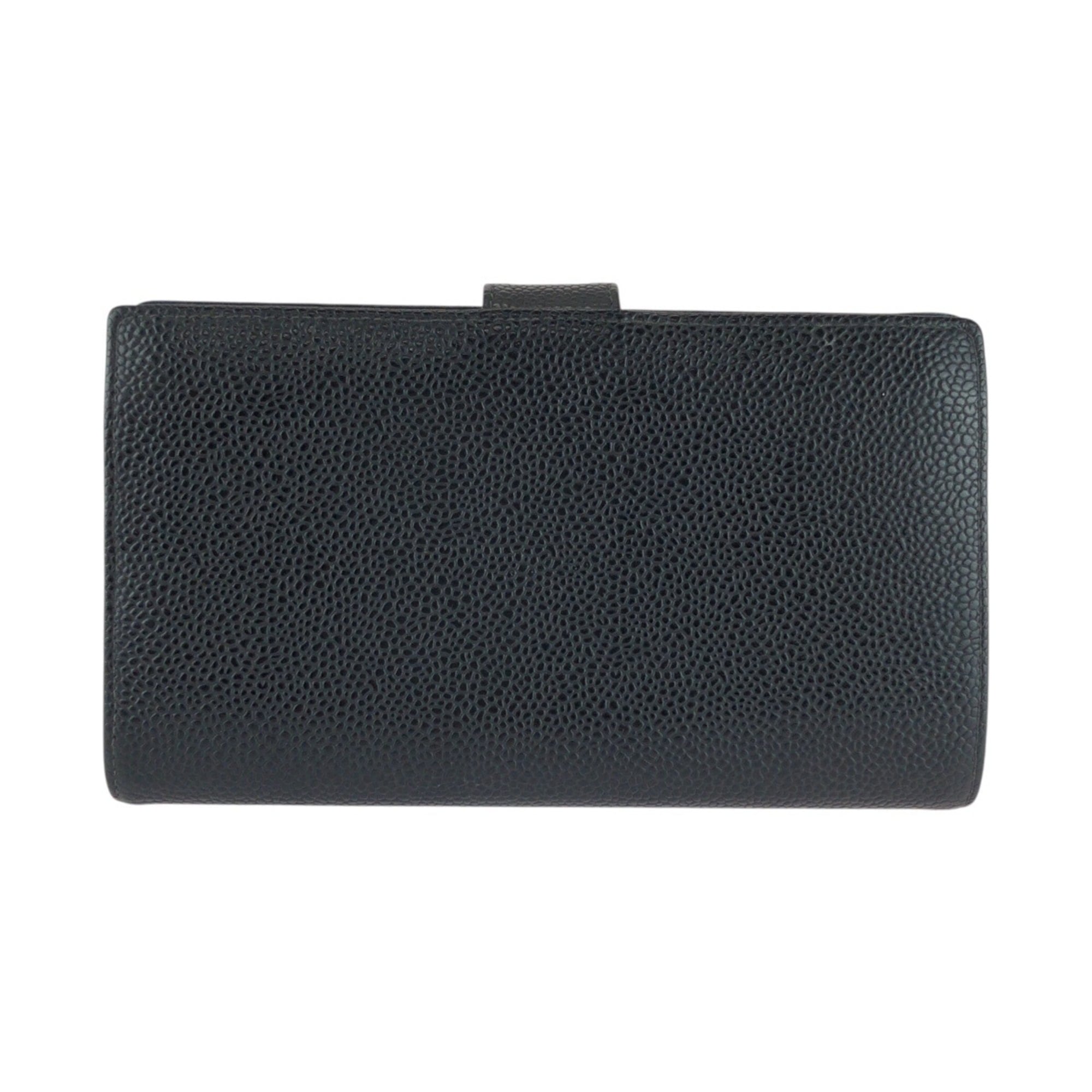 Chanel Black Leather Middle Wallet (Bi-Fold) (Pre-Owned)