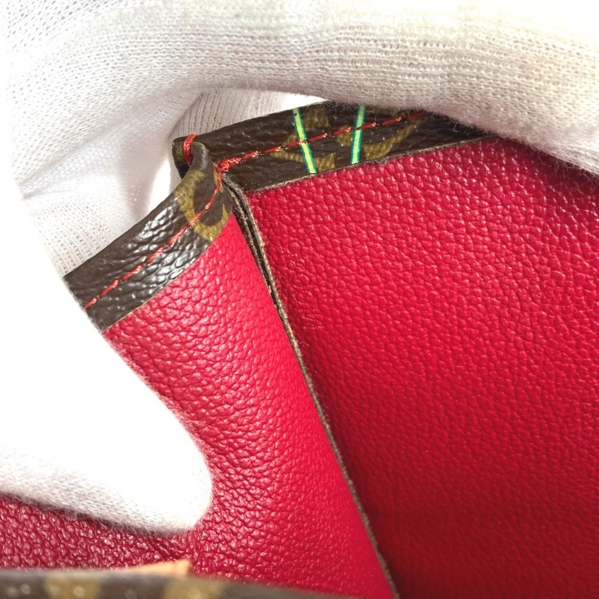 Louis Vuitton Brown Monogram Cherry Red Color Monogram Leather Shoulder Bag Tote Bag (Pre-Owned)