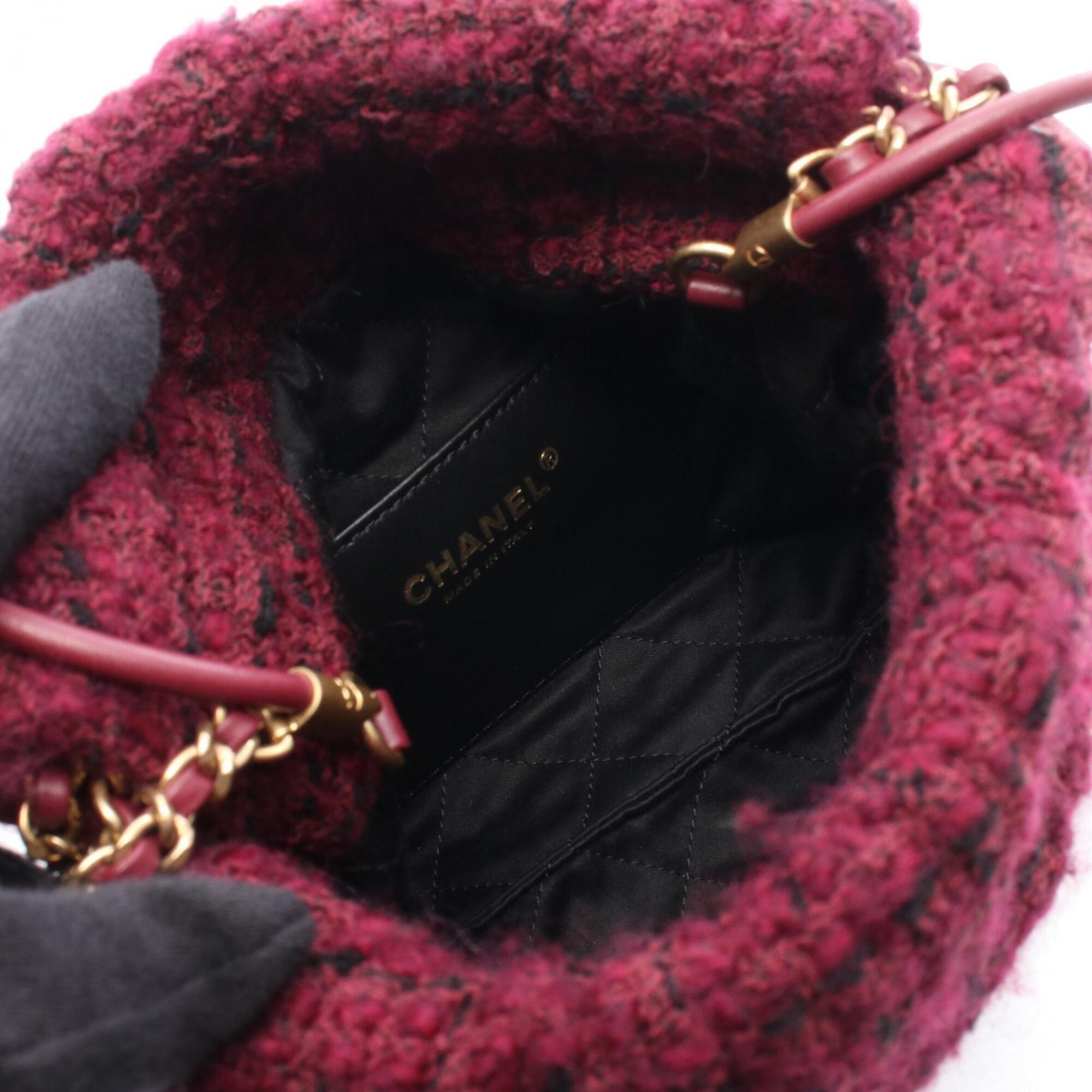 Chanel Black Bordeaux Fabric Leather Handbag Shoulder Bag (Pre-Owned)