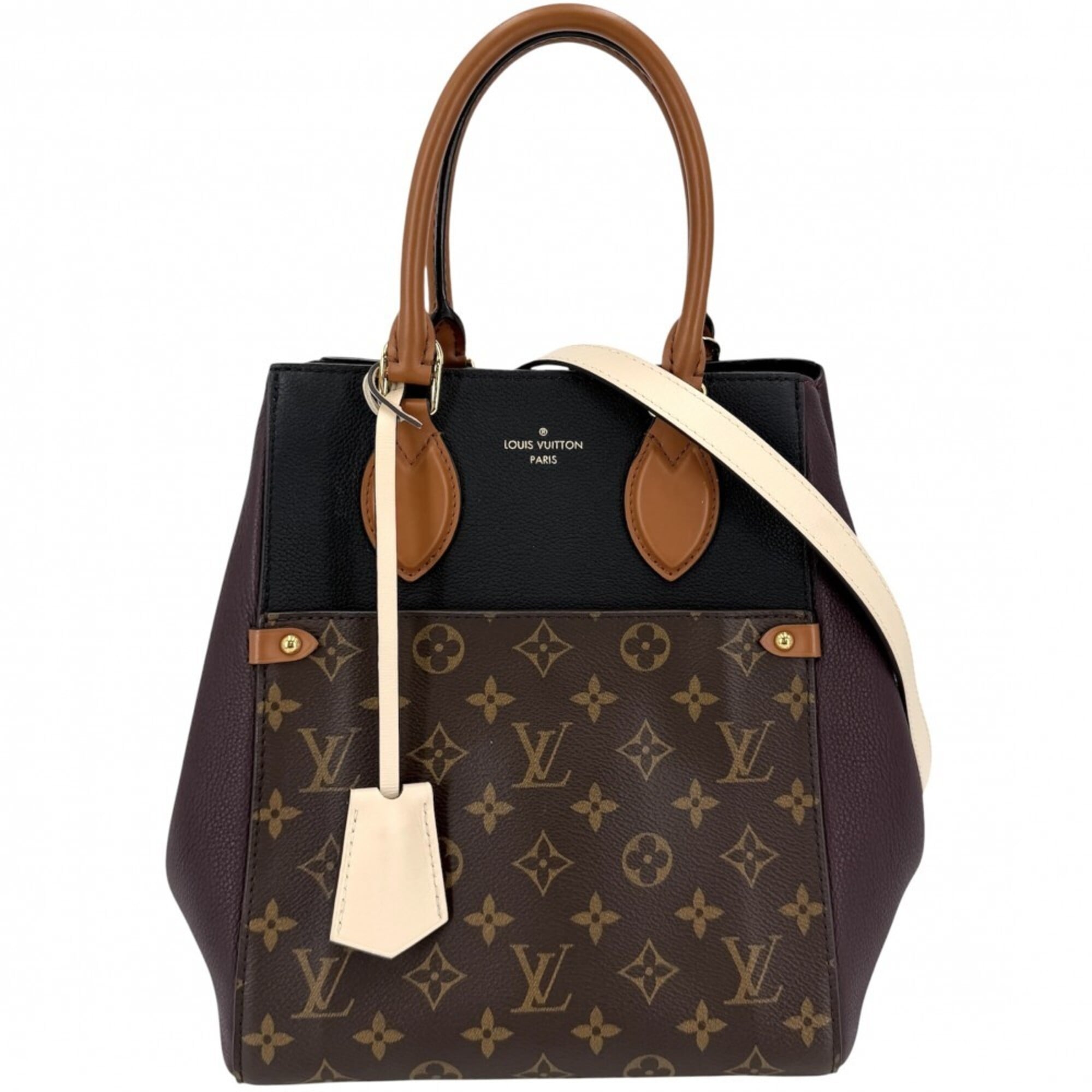 Louis Vuitton Black Bordeaux Brown Monogram Canvas Handbag Shoulder Bag Tote Bag (Pre-Owned)
