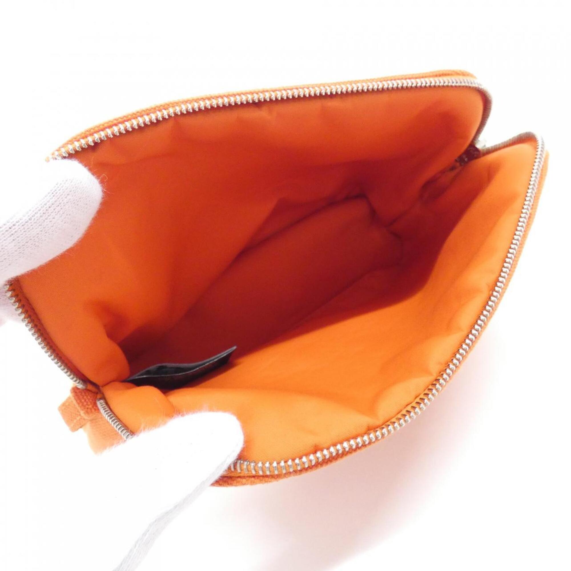Hermes Feu Orange Canvas Handbag Pouch (Pre-Owned)