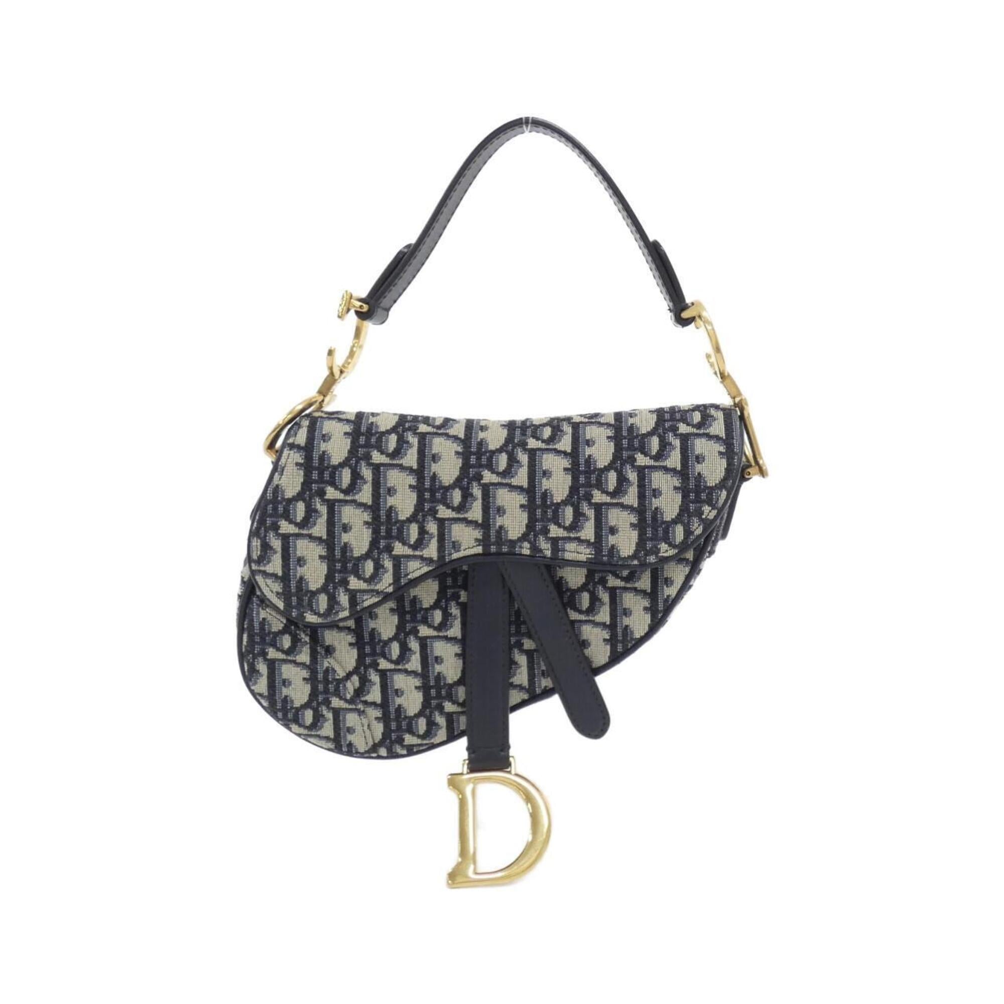 Christian Dior Blue Canvas Handbag Saddle Bag (Pre-Owned)