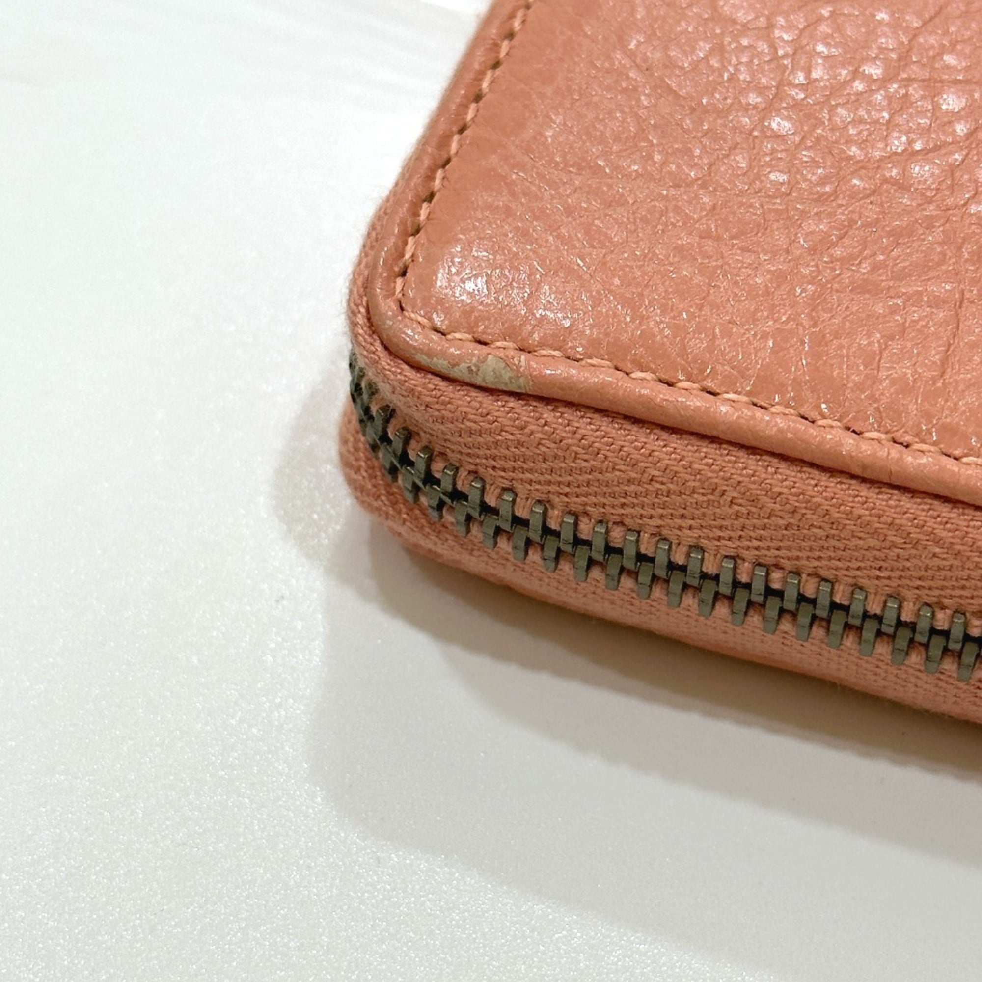 Balenciaga Pink Beige Leather Long Wallet (Bi-Fold) (Pre-Owned)