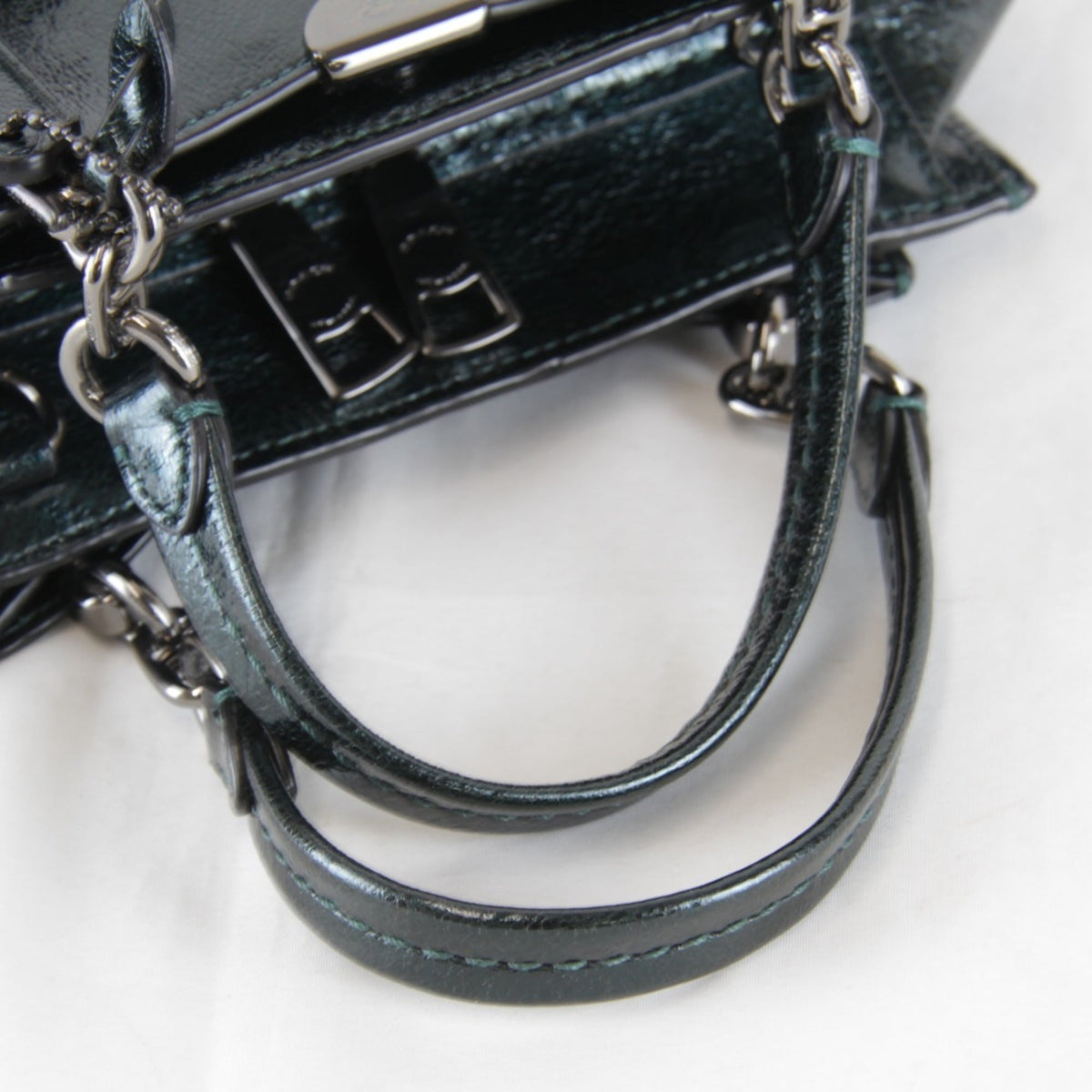 Coach Green Leather Handbag Shoulder Bag (Pre-Owned)
