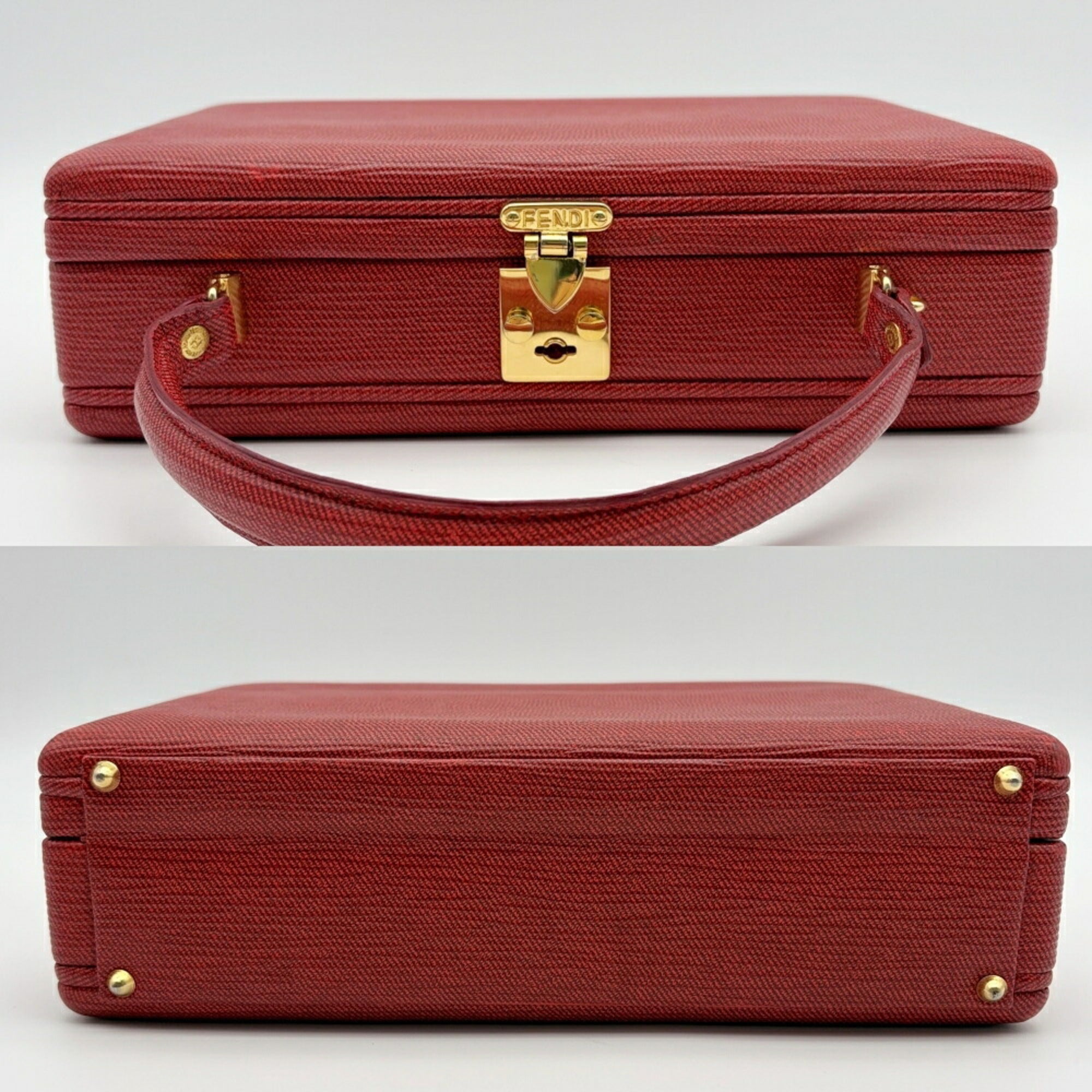 Fendi Red Color Leather Shoulder Bag (Pre-Owned)