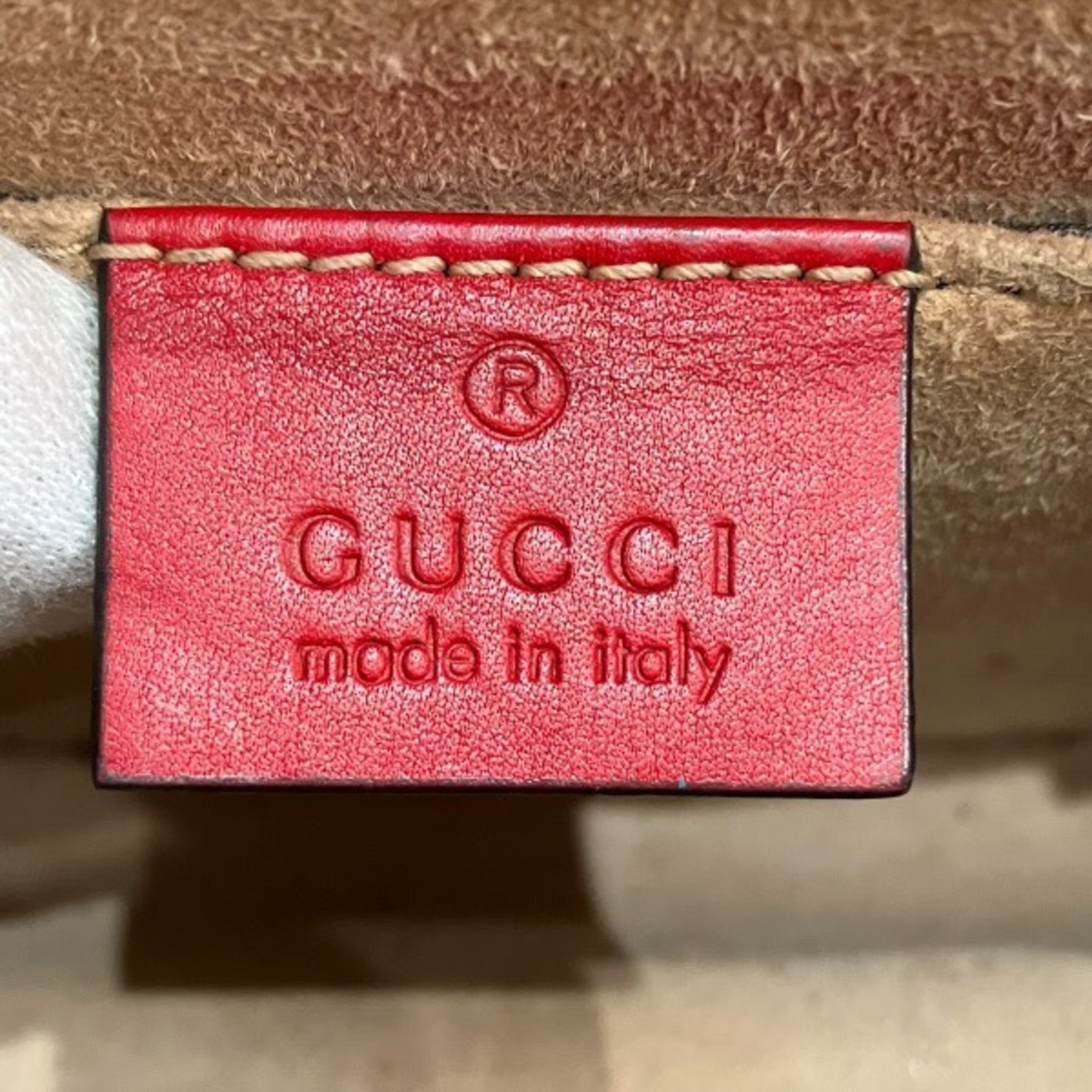 Gucci Sherry Line Red Color Leather Handbag Shoulder Bag (Pre-Owned)